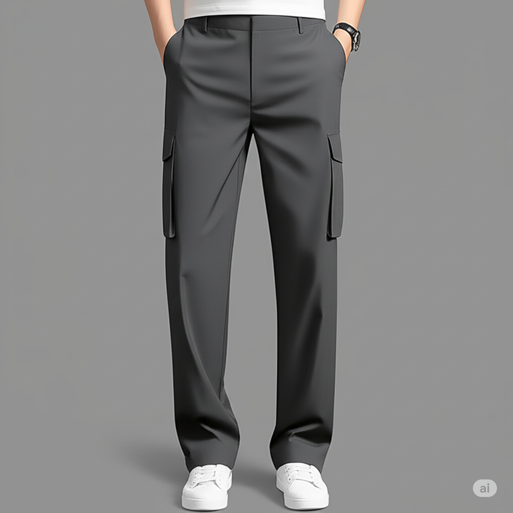Men Relaxed Fit Grey Cargo Pants
