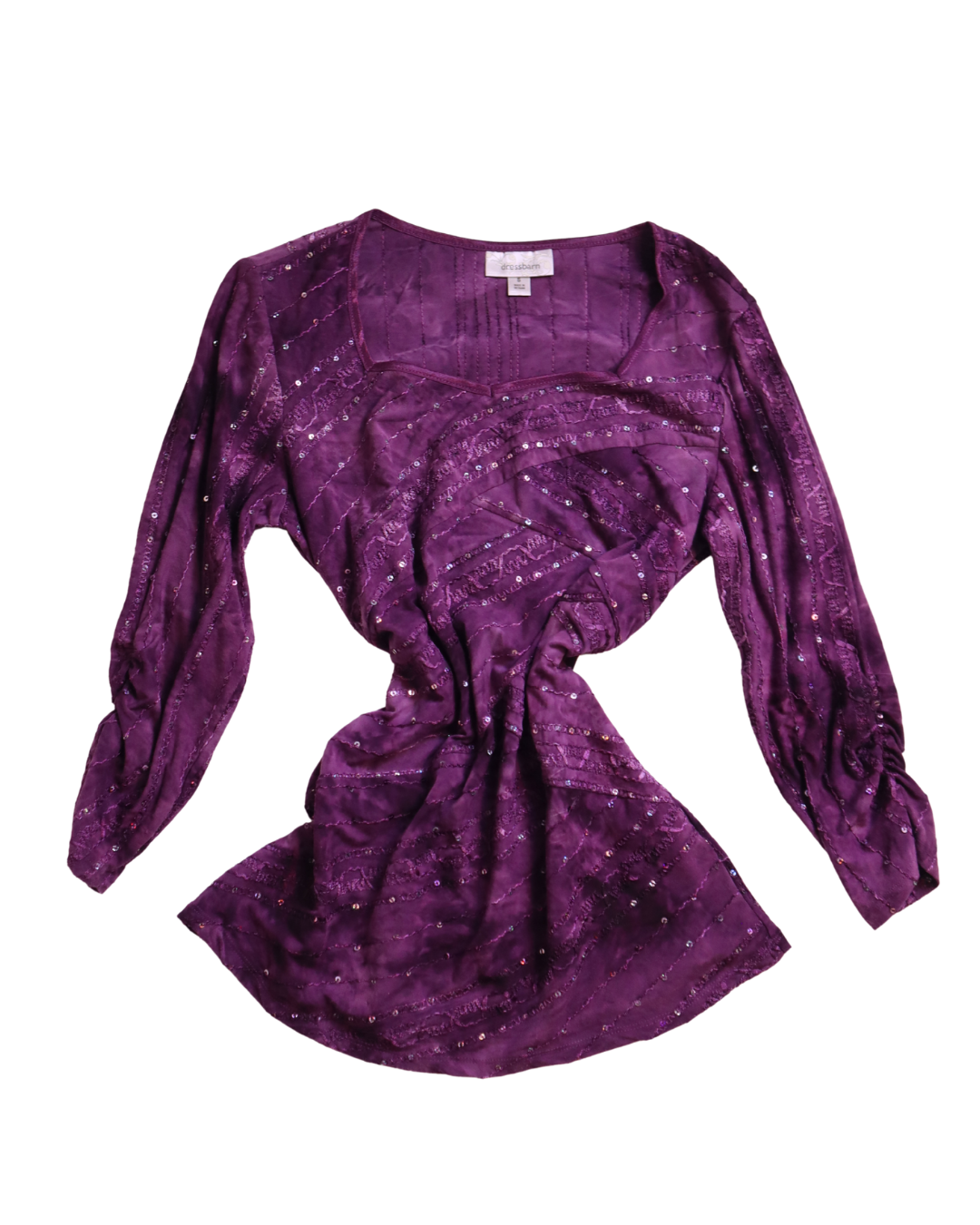Purple Tie Dye Sequin Embellished Long Sleeve Top 