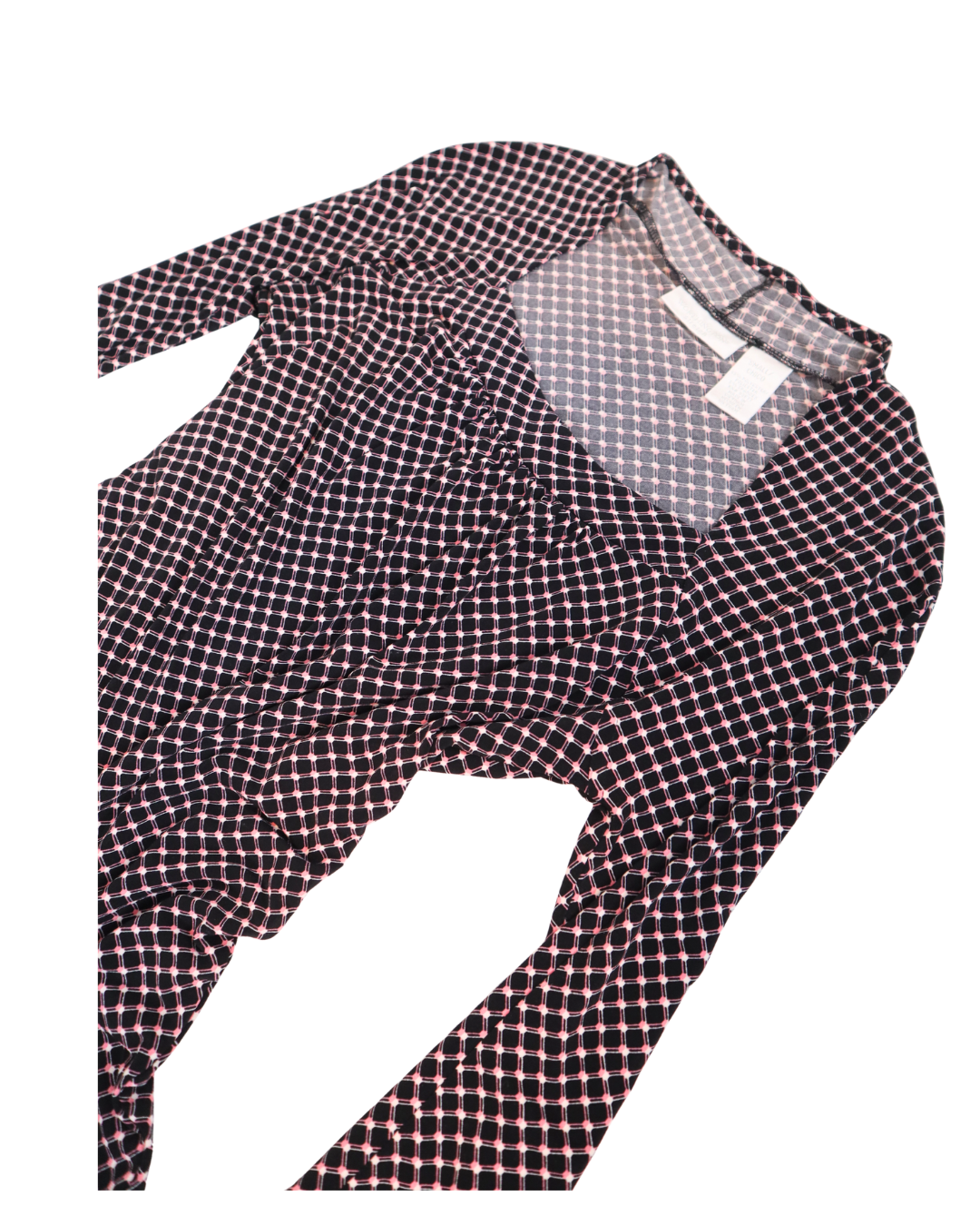 Black And Pink Pattern Square Neckline Top