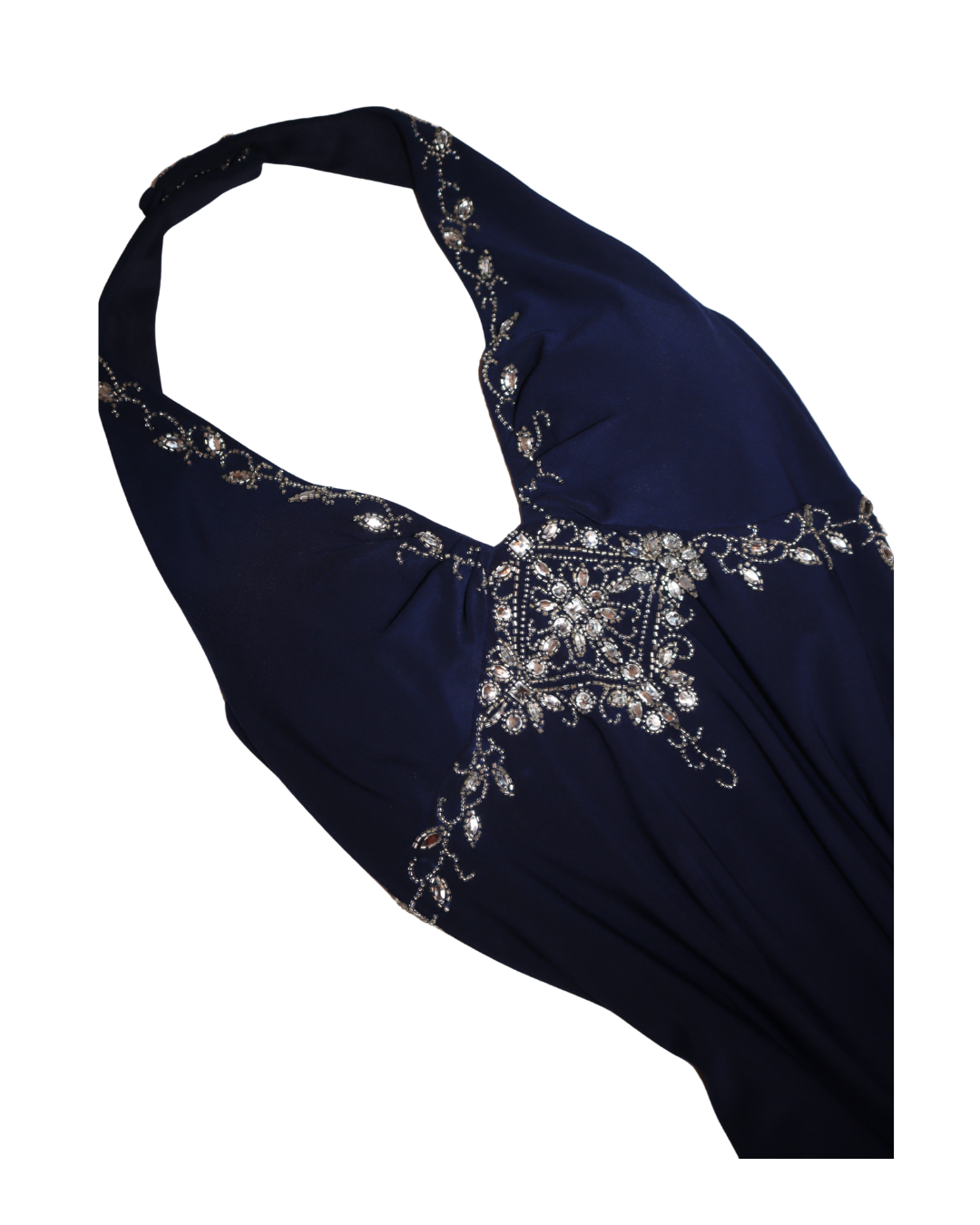 Navy Embellished Halter Neck Gown 