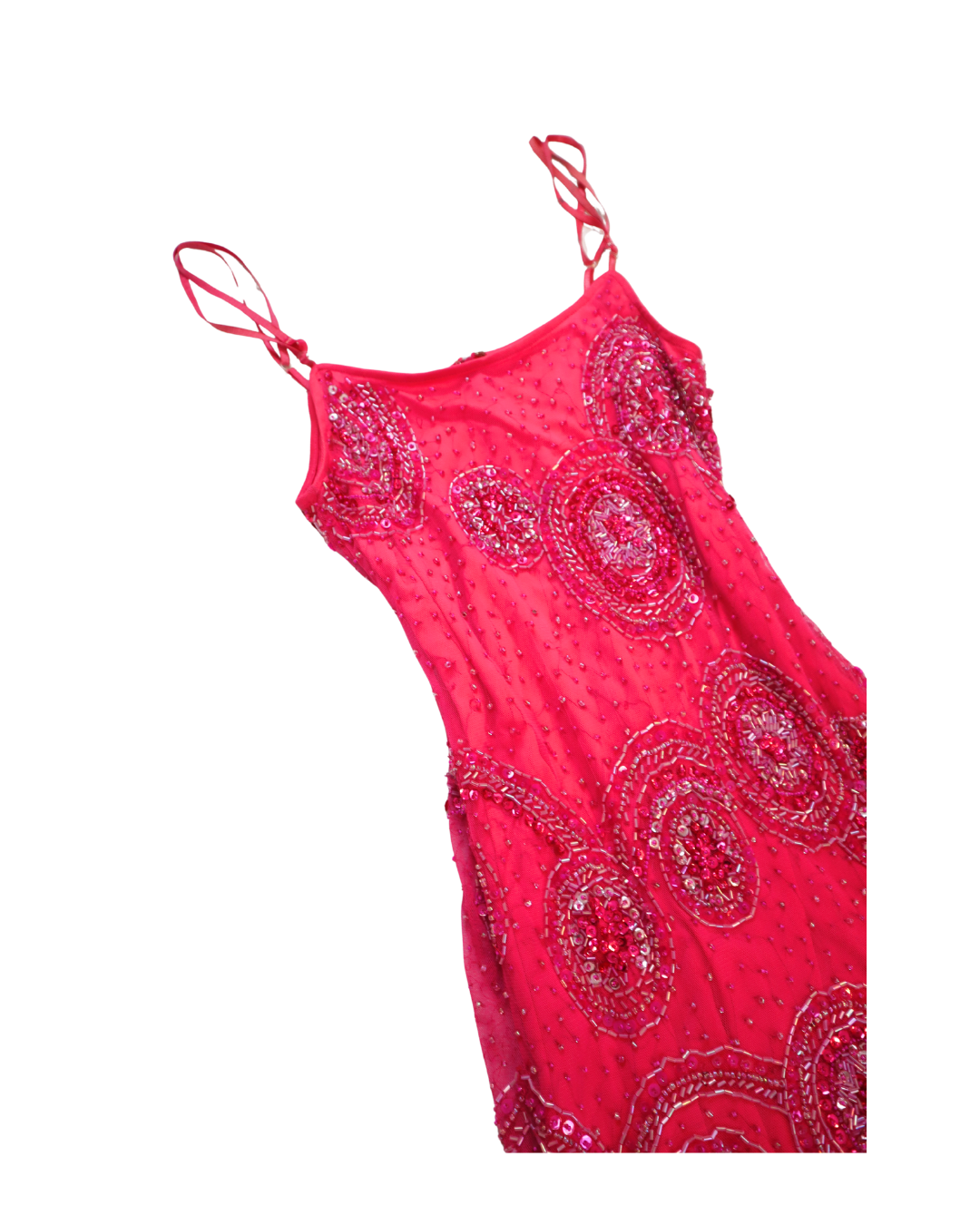 Y2K Beaded Pink Fitted Mini Dress