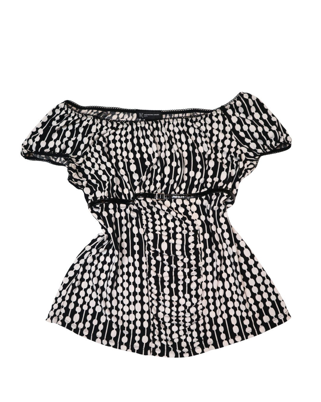 White And Black Polka Dot Short Sleeve Top