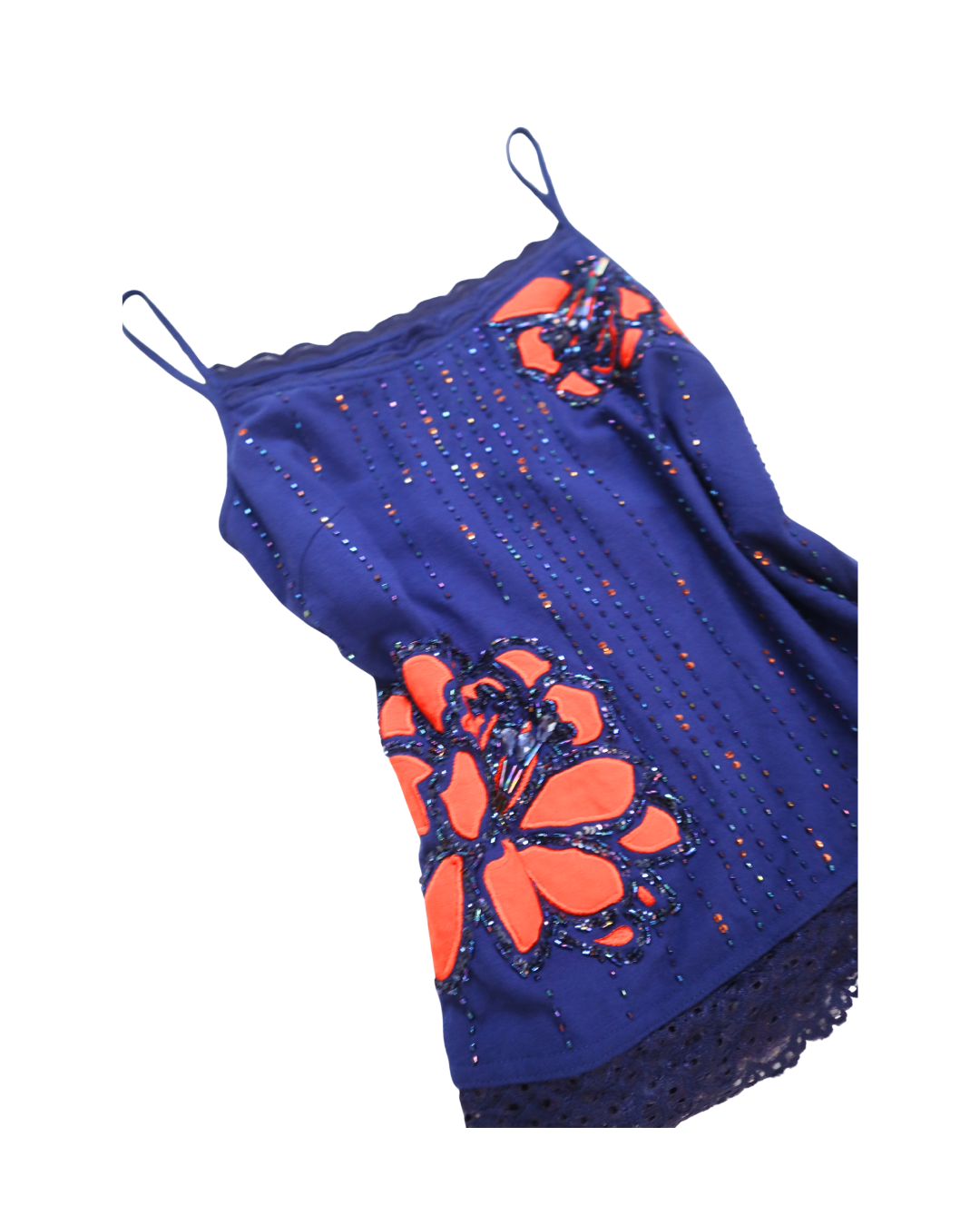 Y2K Blue and Orange Embellished Tank Top