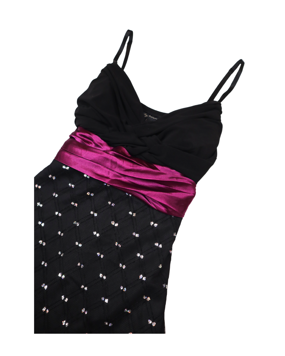 Black And Purple Sparkle Detailed Tie Back Mini Dress