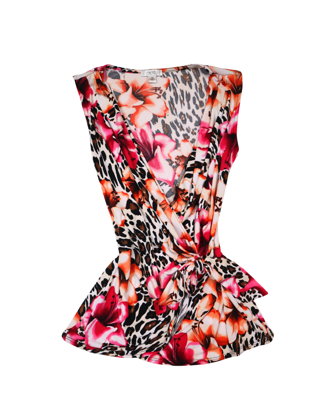 Animal/Floral Print Wrap Tank Top