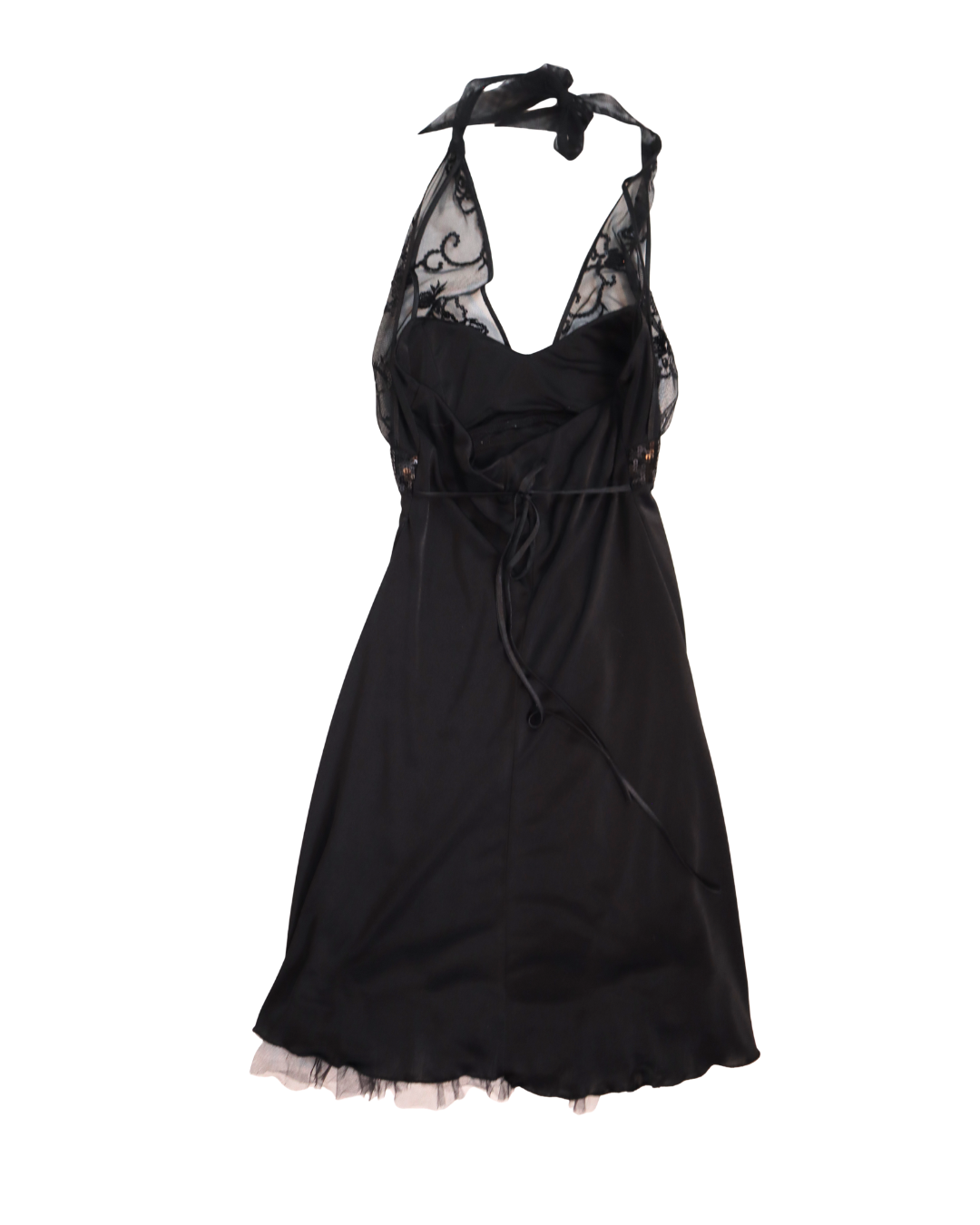 Black Sequin Embellished Halter Neck Mini Dress 