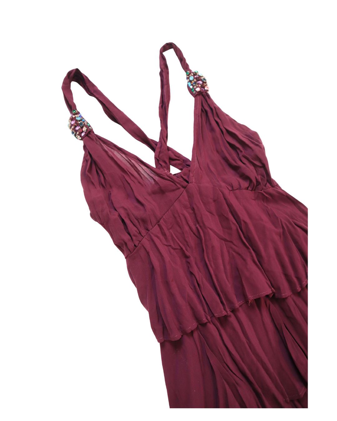 Y2K Purple Ruffle Tank Top With Embellishments
