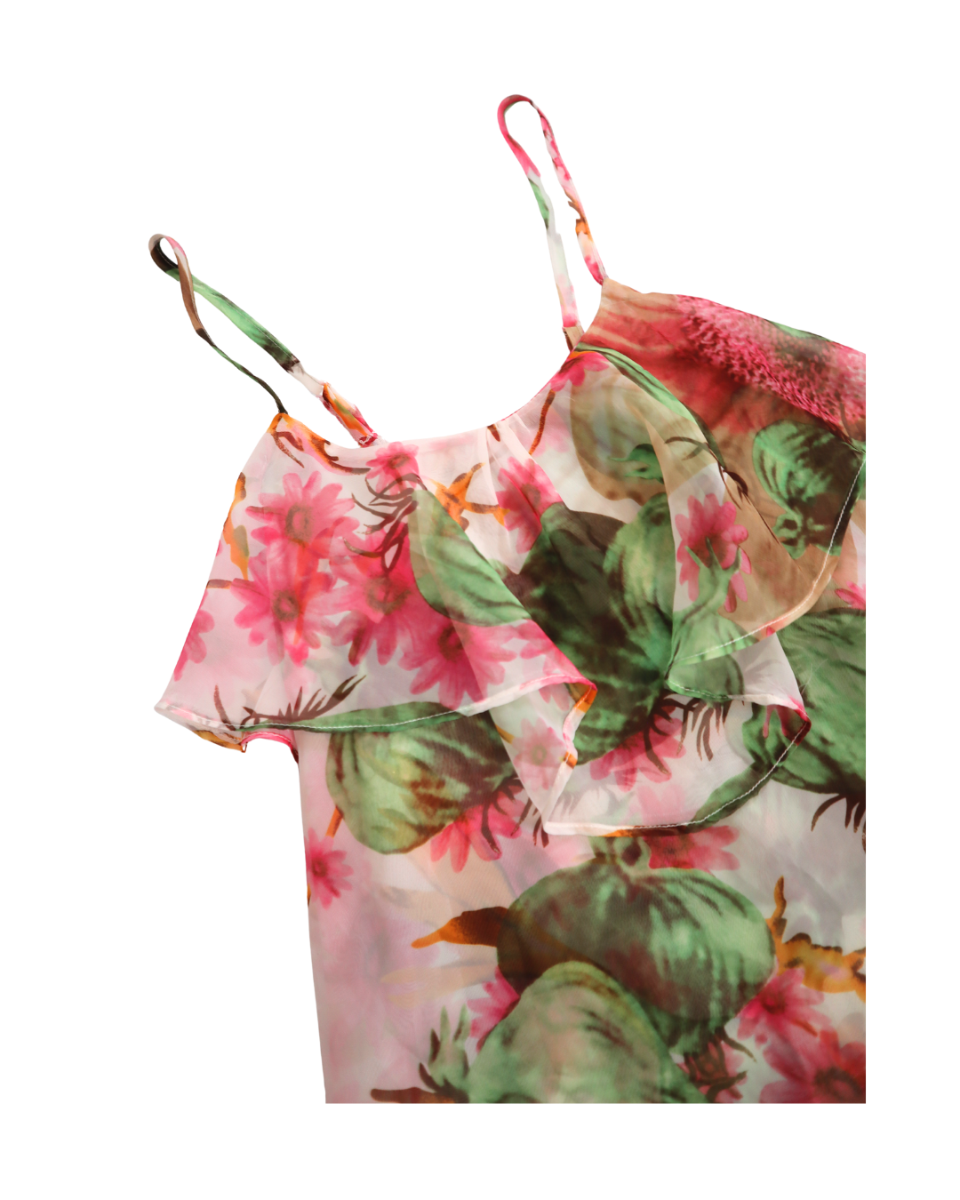 Floral Sheer Ruffle Tank Top