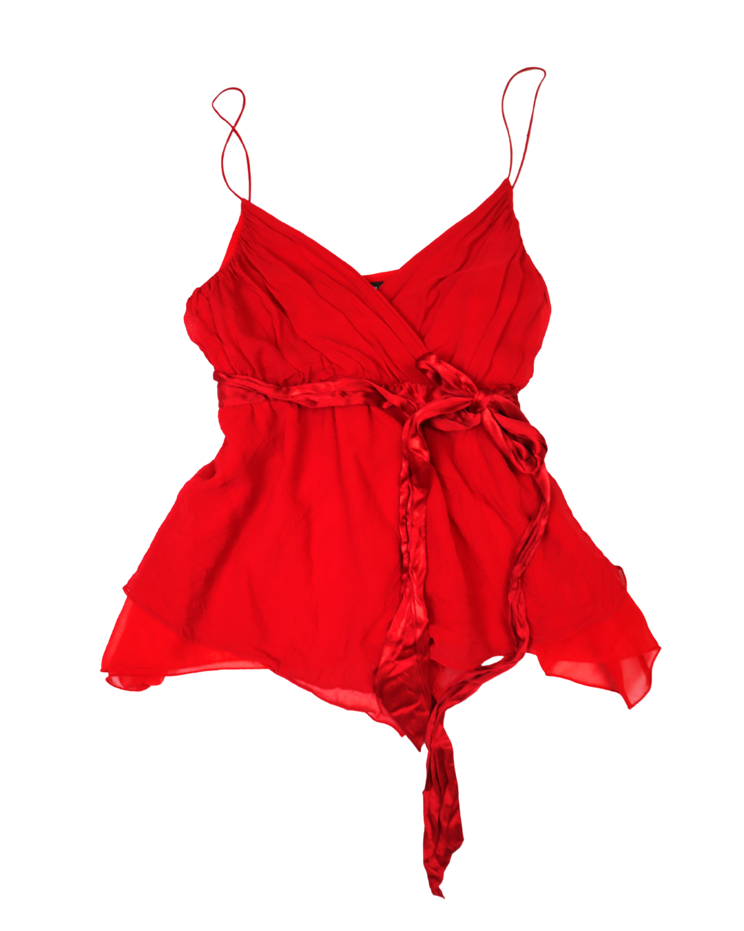 Red Tie Front Tank Top