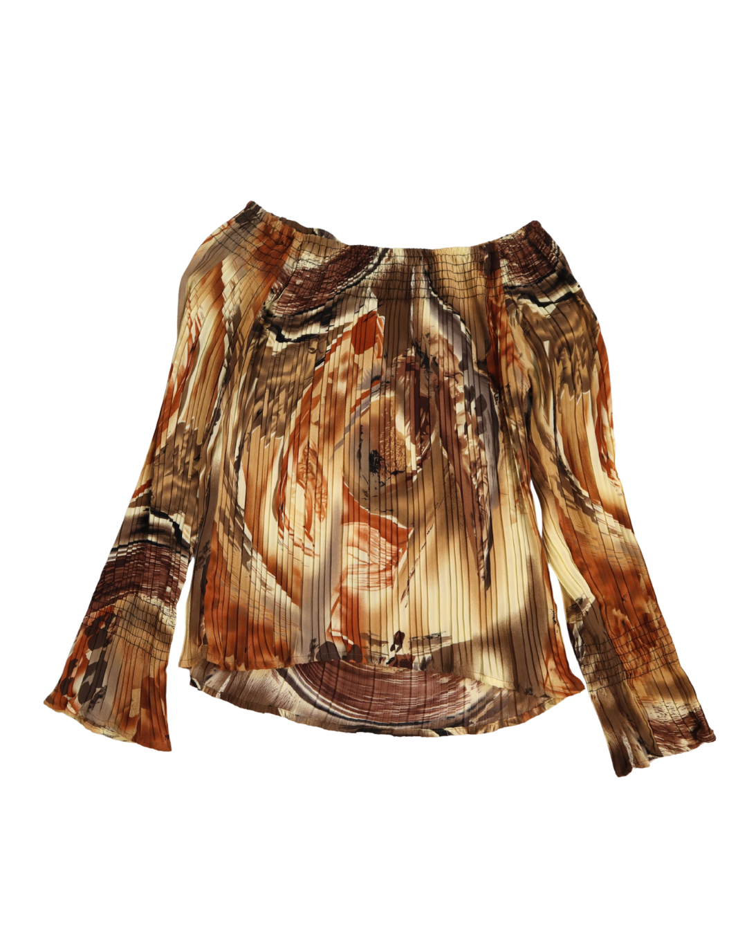 Off The Shoulder Brown Pattern Top 
