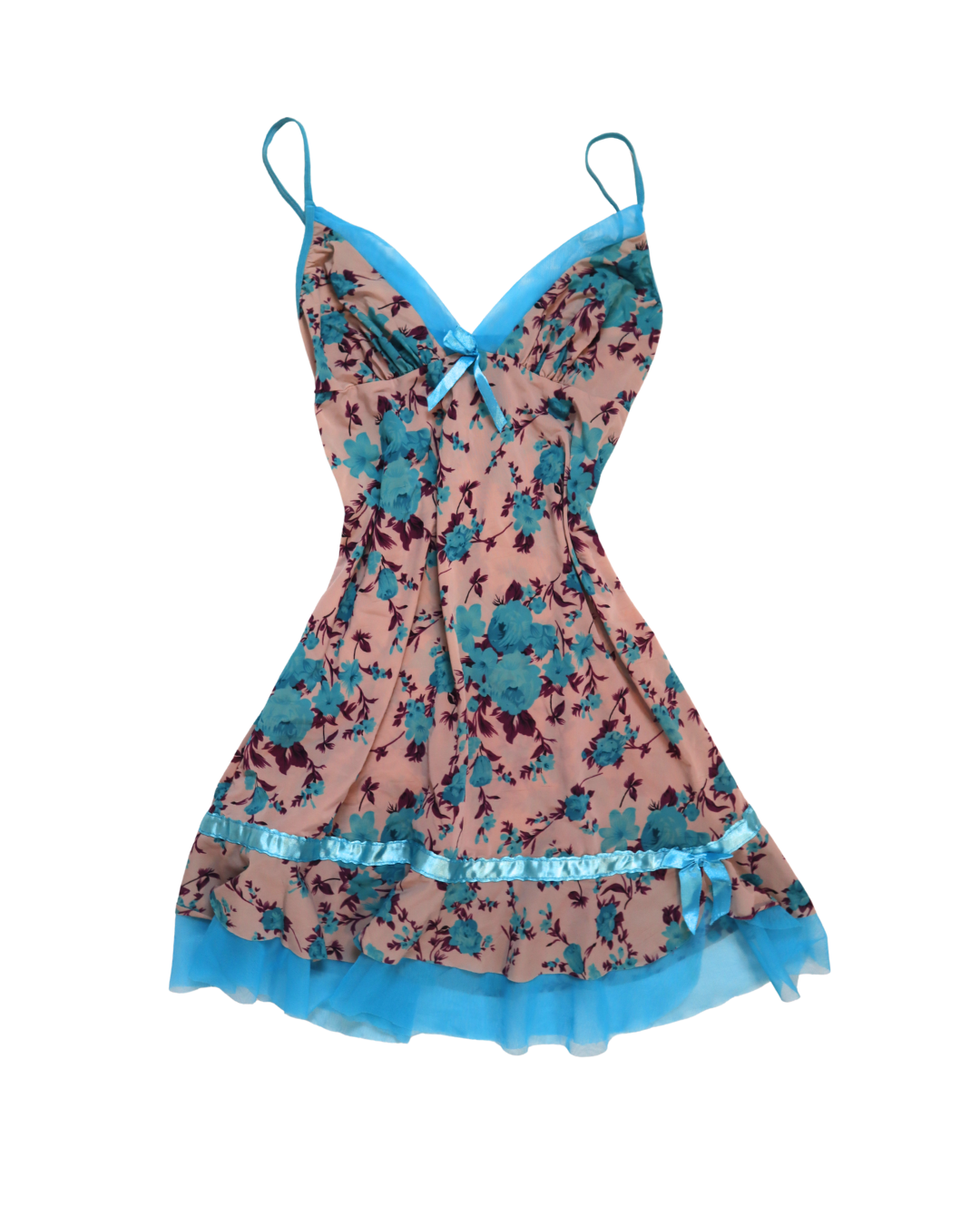 Y2K Blue And Beige Floral Cami 