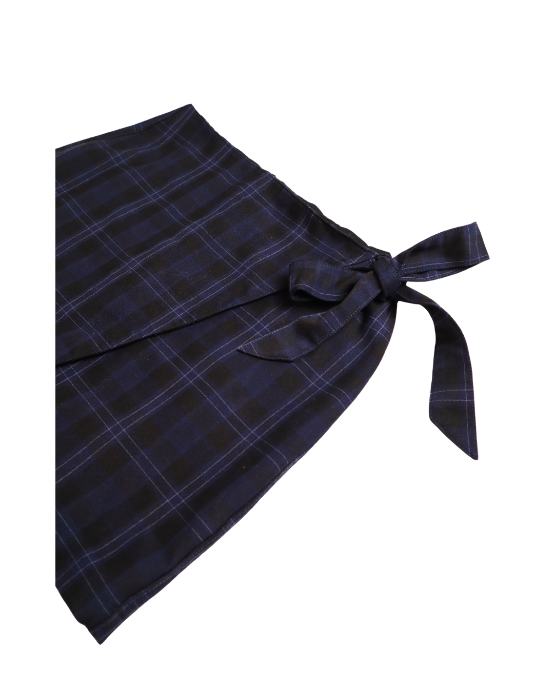 Blue And Black Plaid Bow Tie Mini Skirt 