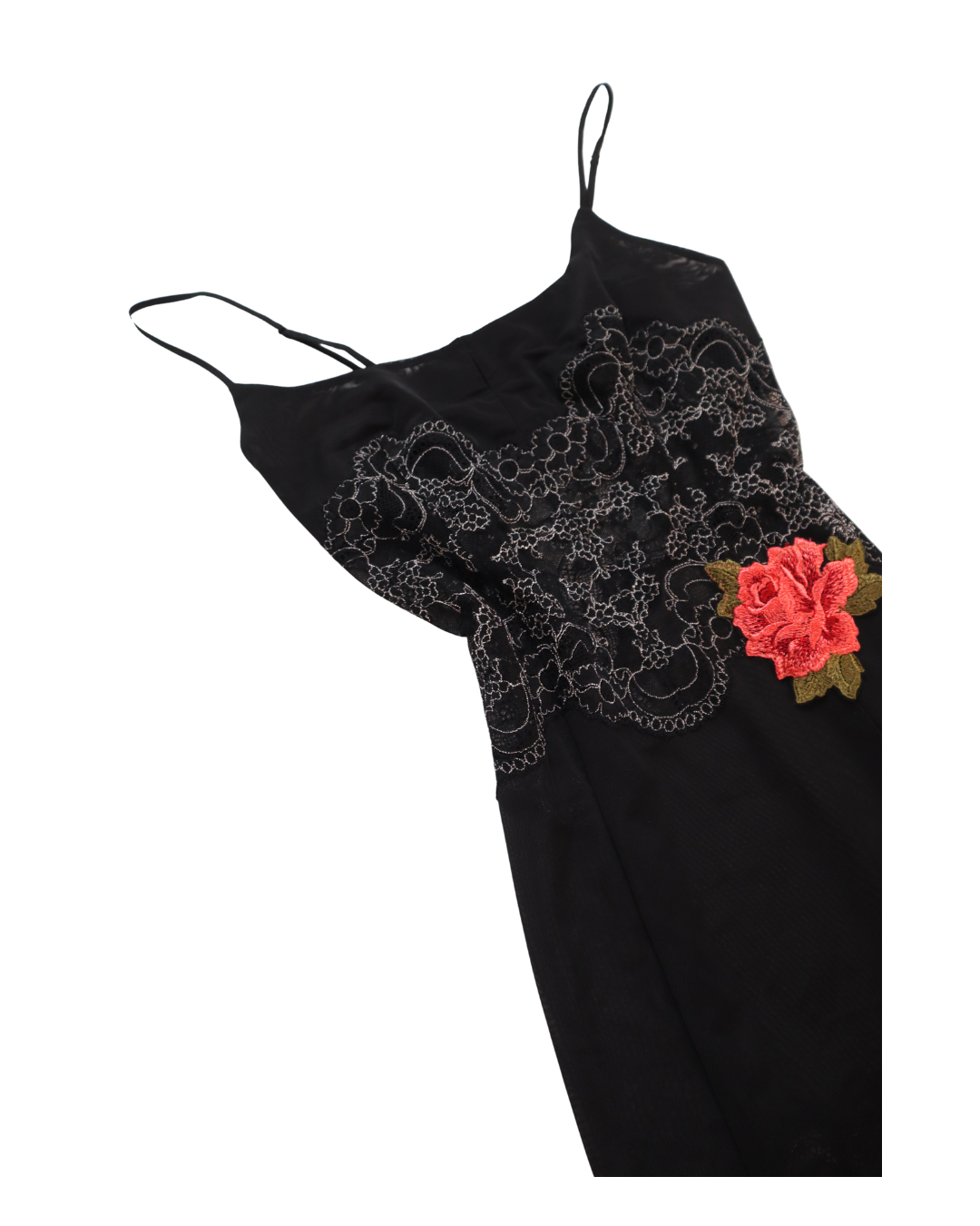 Black Lace Y2K Top/Dress With Rose Detail