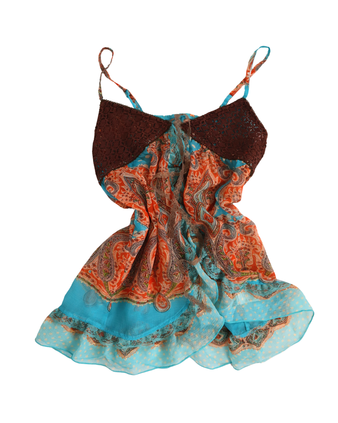 Blue And Brown Boho Pattern Sheer Cami
