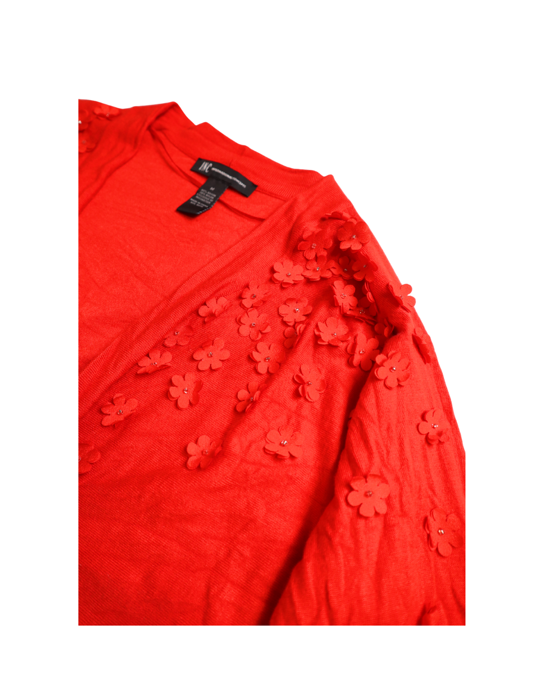 Red Floral Embellished Cardigan 