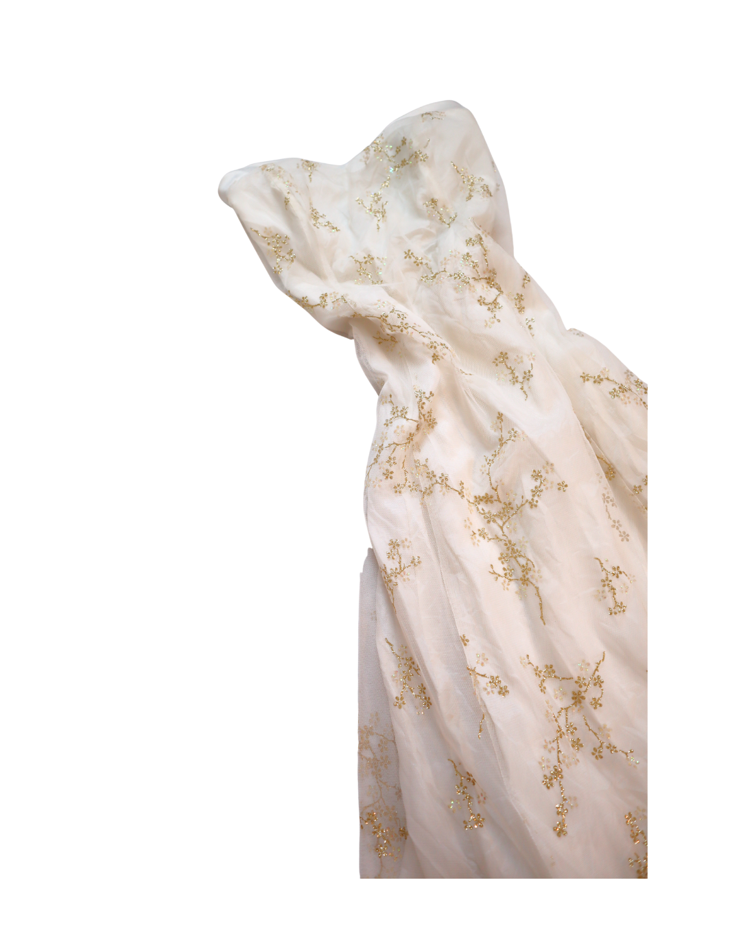 Y2K White Tulle Dress With Gold Glitter Details