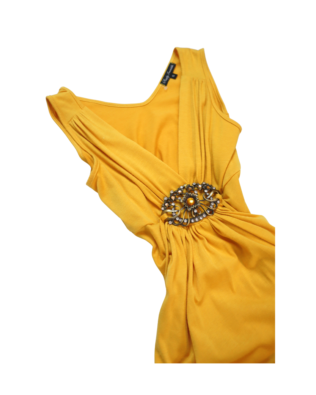 Y2K Mustard Yellow Buckle Embellished A Tank Top 
