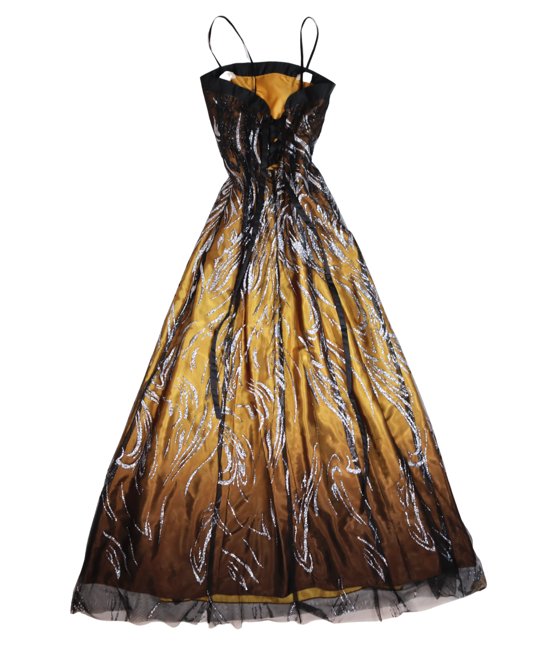 Black And Gold Sparkly Detailed Corset Dress