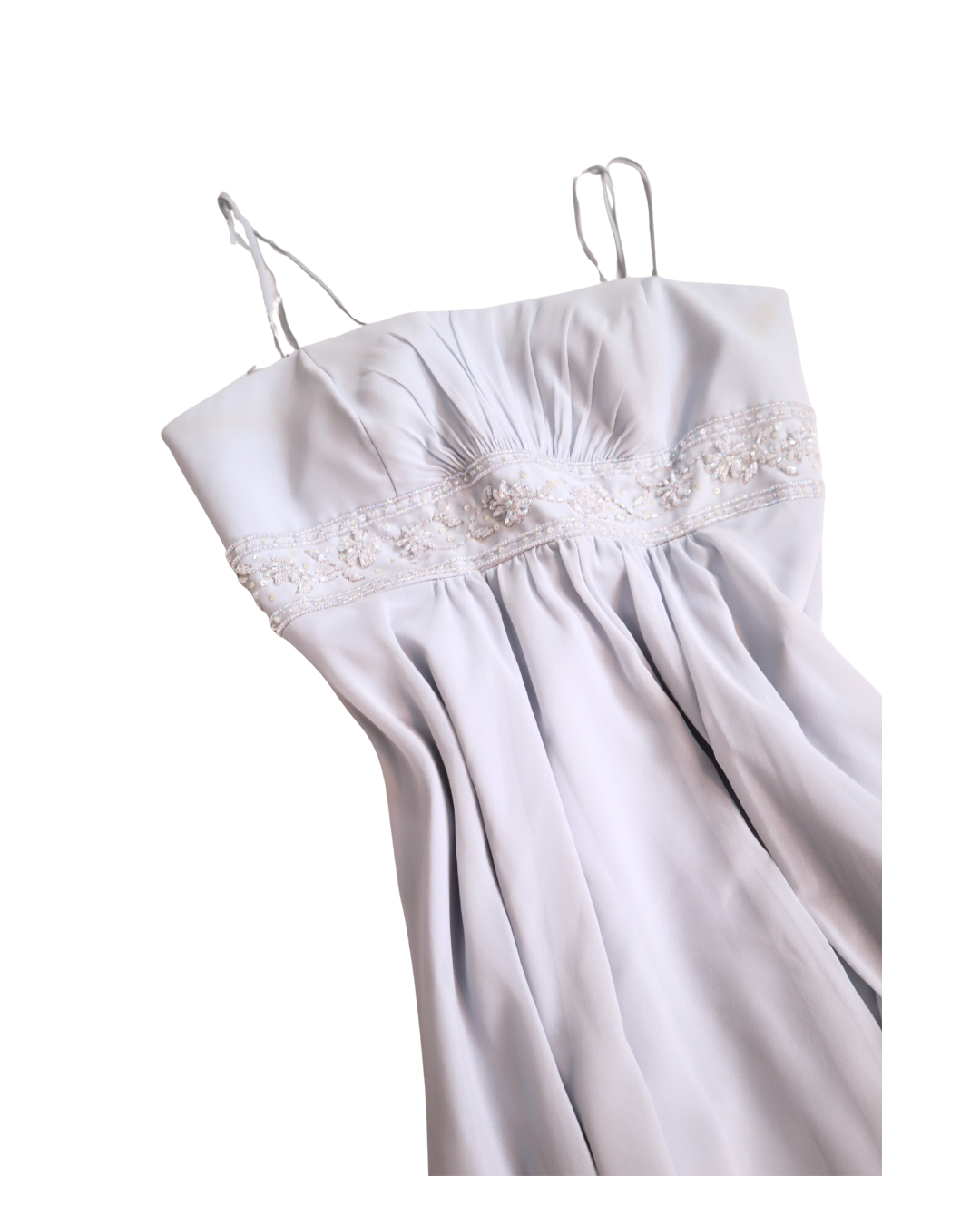 Y2K Light Blue Beaded Embellished Dress W/Scarf
