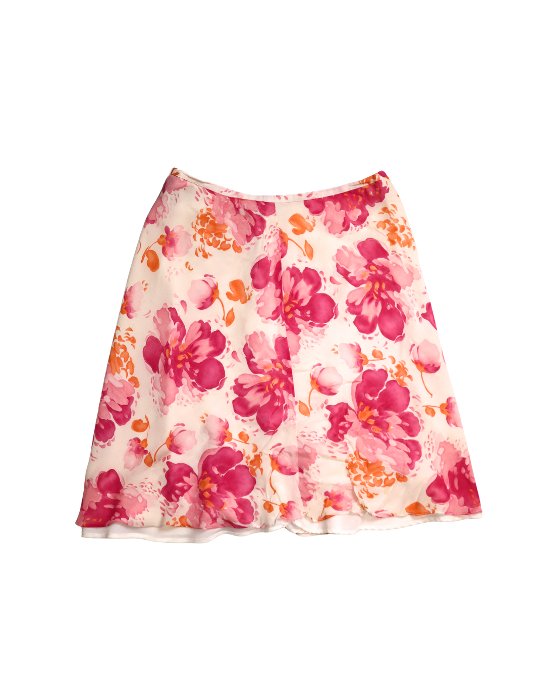 Pink Beachy Floral Low Rise Midi Skirt