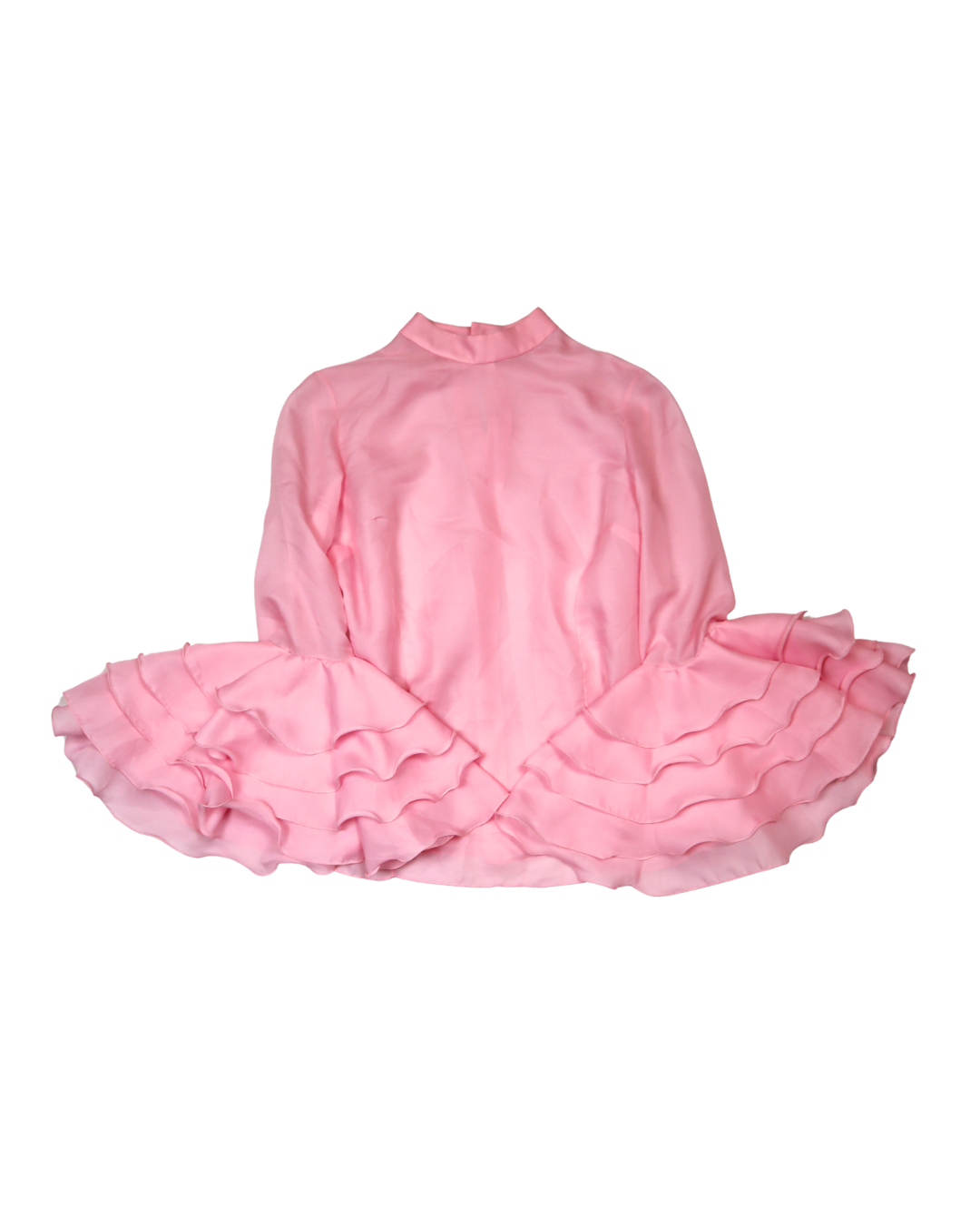 Sheer Pink Ruffle Sleeves Top