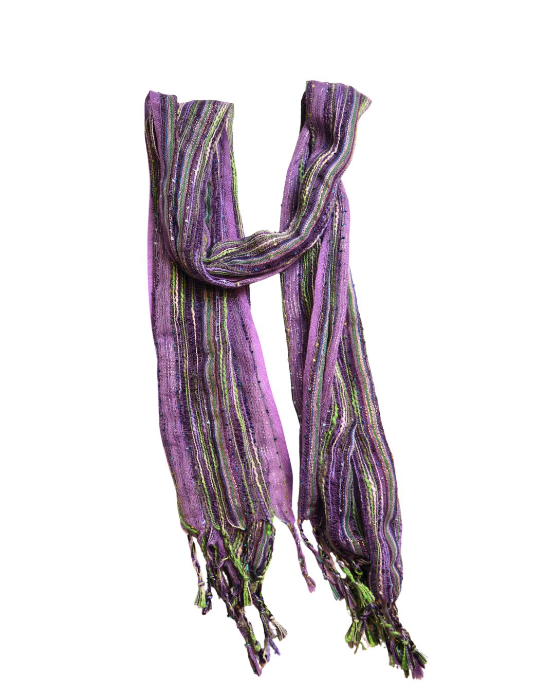 Purple And Green Tinsel Fashion Scarf 
