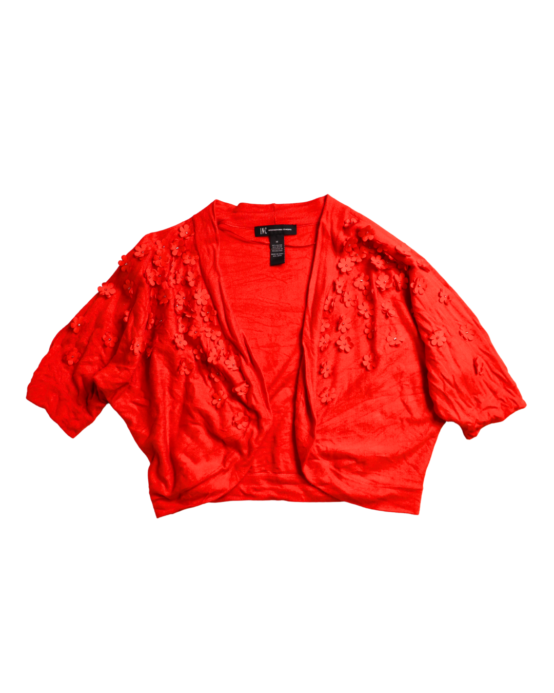 Red Floral Embellished Cardigan 
