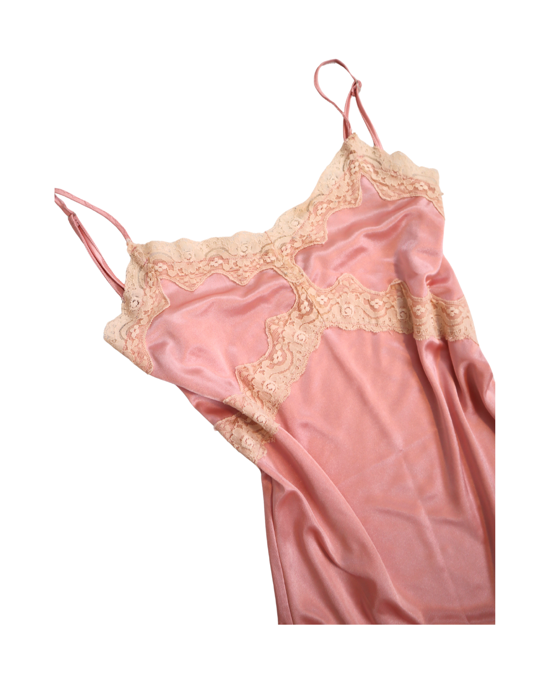Pink Cami With Cream Lace Detailing 