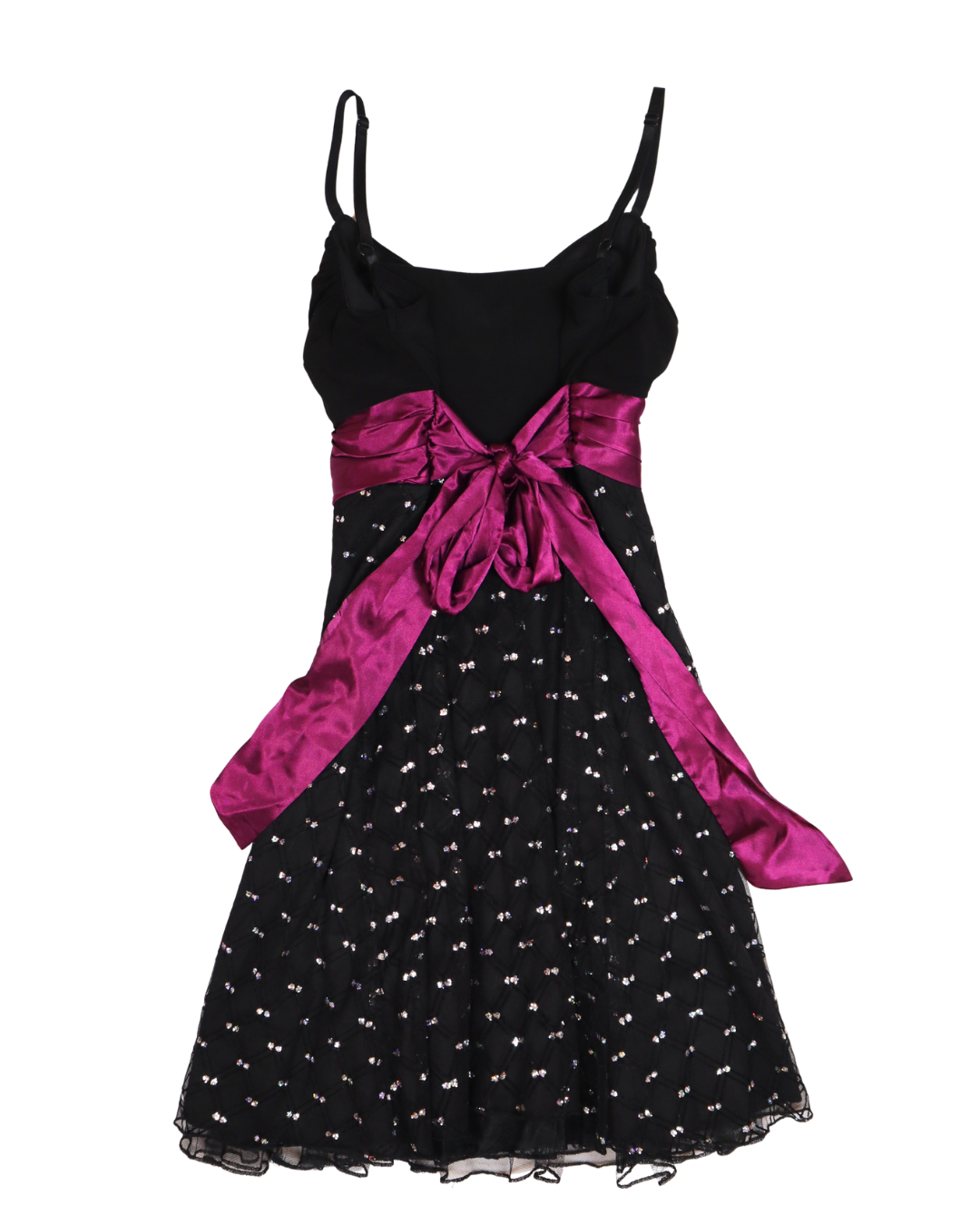 Black And Purple Sparkle Detailed Tie Back Mini Dress
