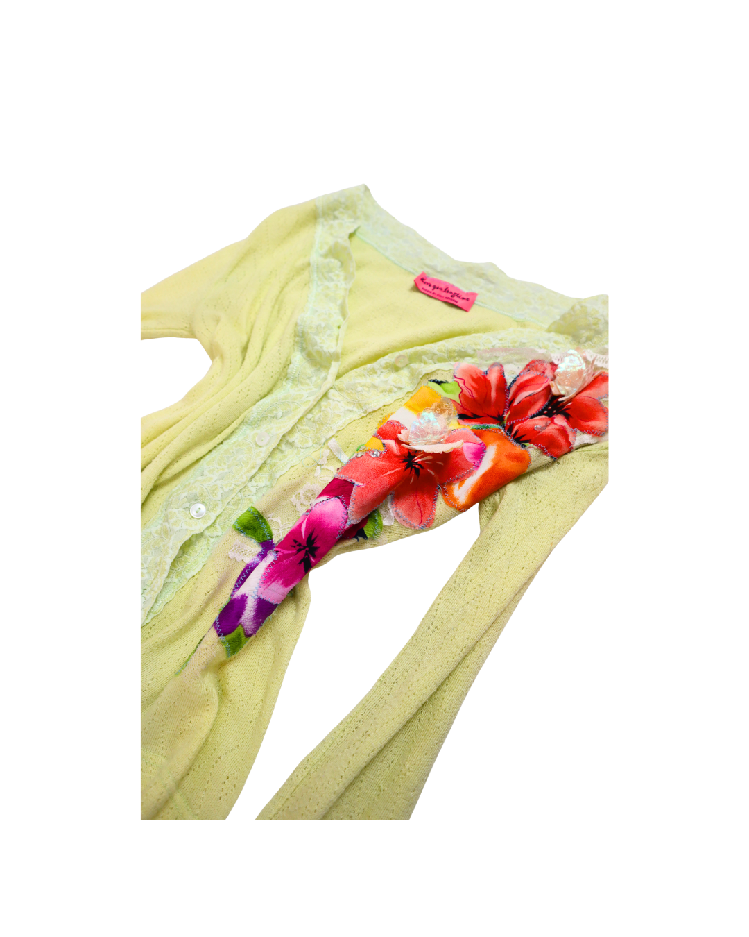 Y2K Light Green Floral Fairy Sweater