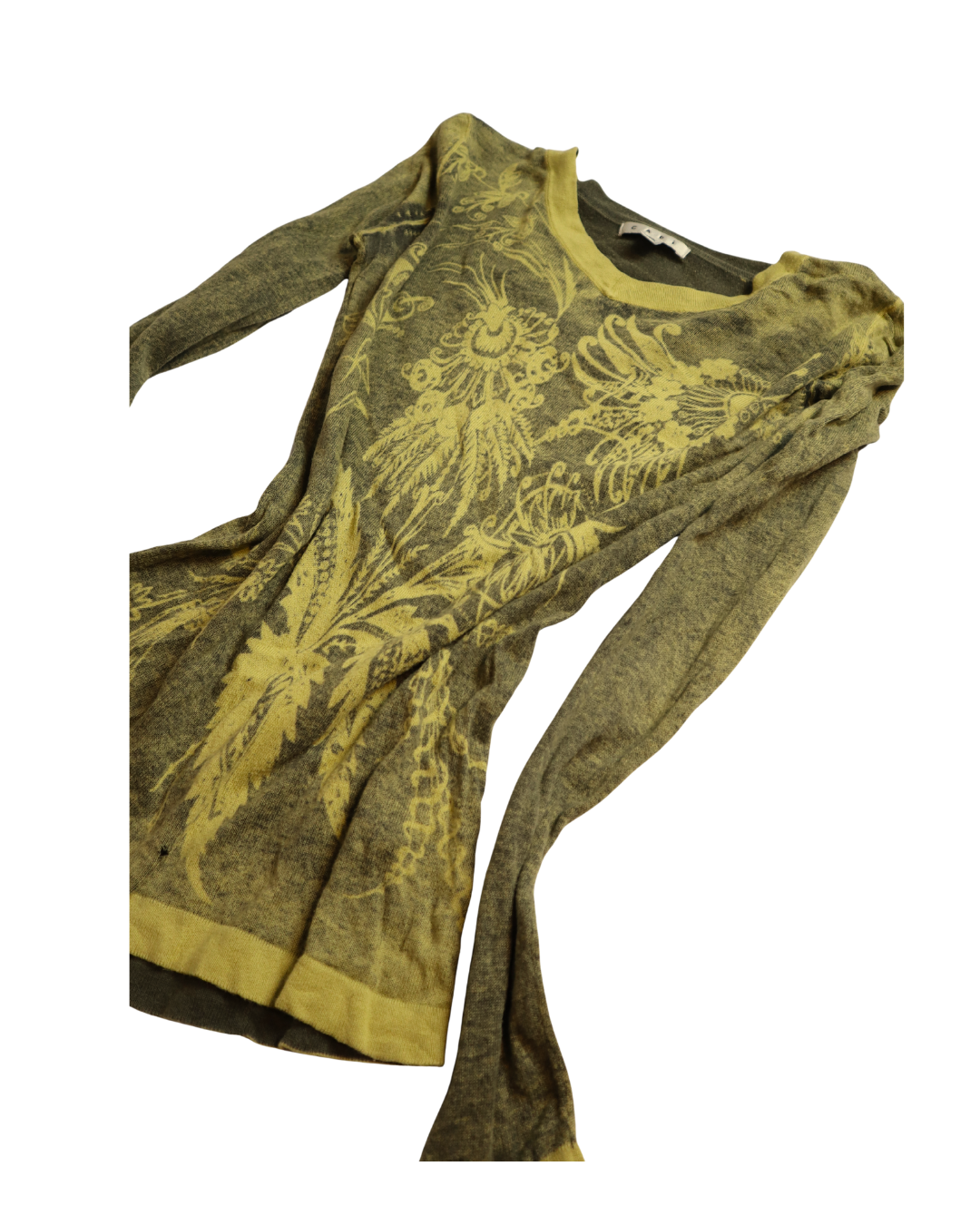 Green Acid Wash Boho Long Sleeve Top