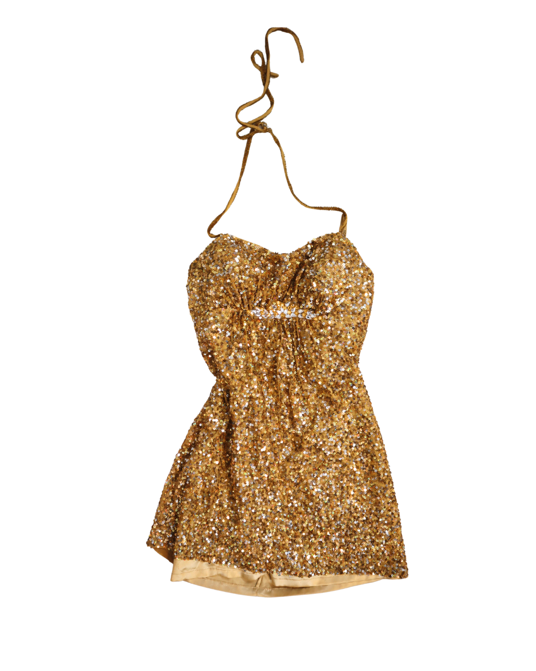 Gold Sequin Y2K Mini Cocktail Dress 
