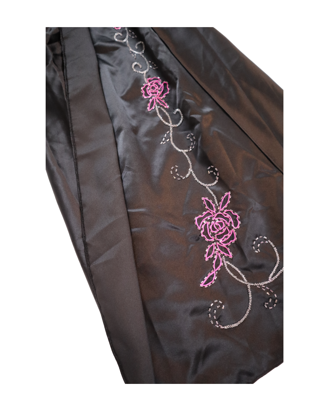 Y2K Black Dress With Pink Beaded Flowers 