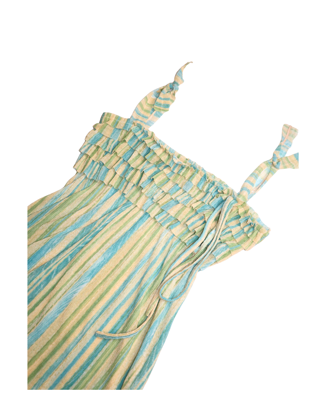 Blue And Green Ruffle Tank Top 