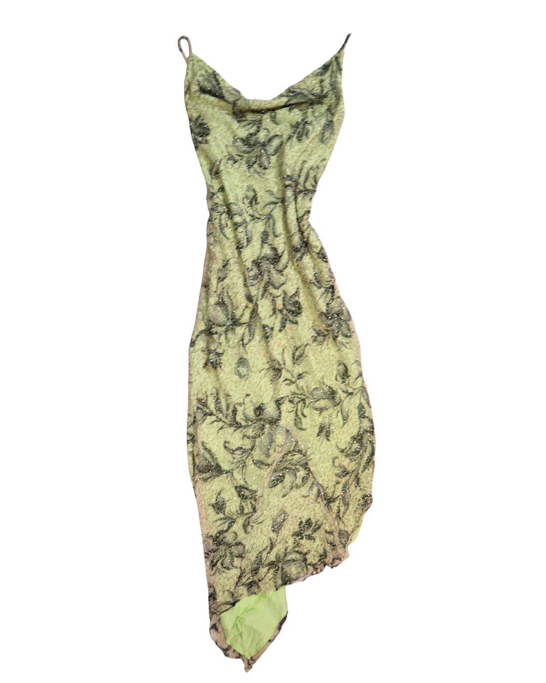 RARE Beaded Y2K Asymmetrical Light Green Dress