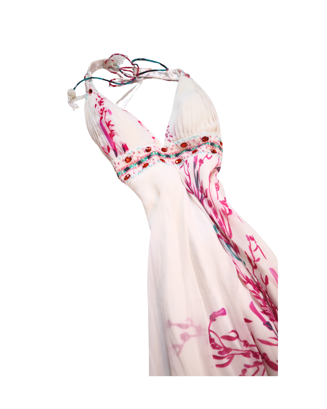 Y2K White Sea Goddess Bead Embellished Dress 