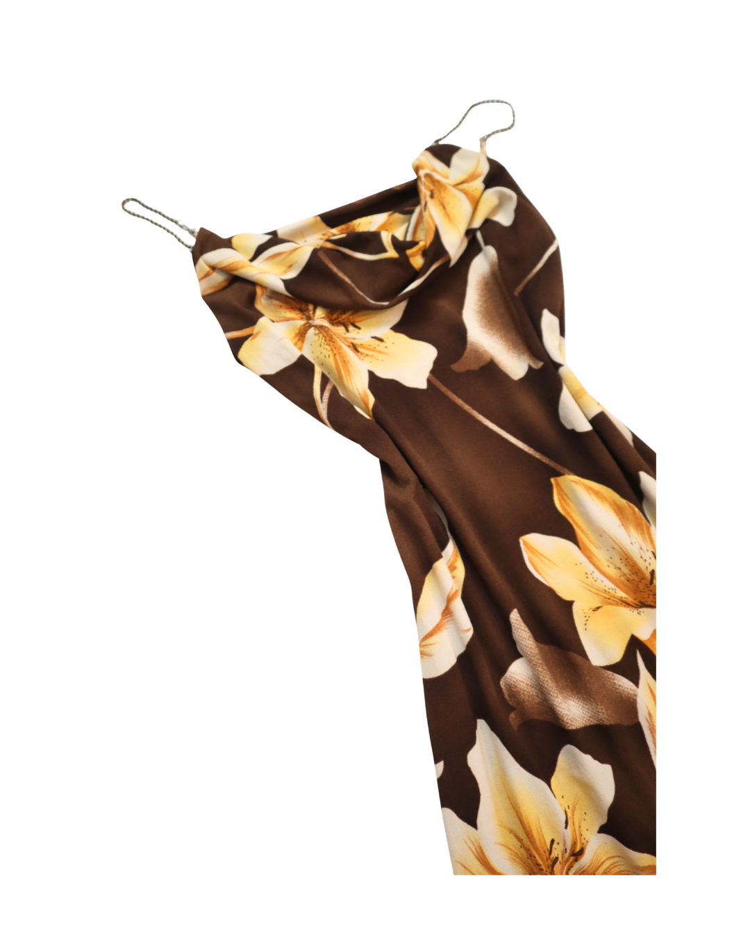 Brown And Yellow Floral Y2K Midi Dress