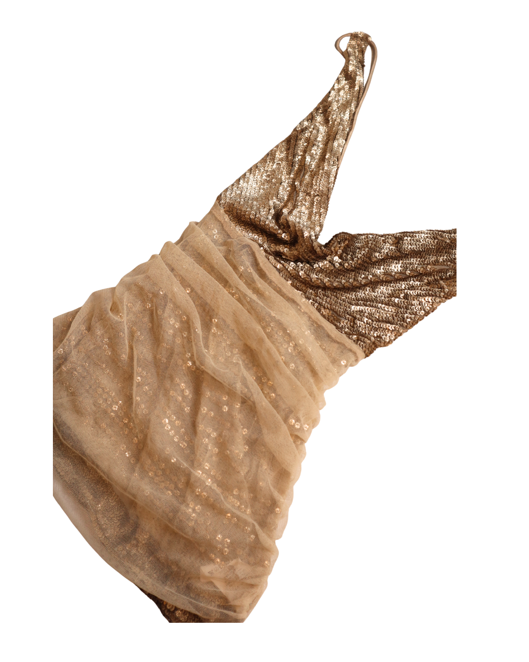 Designer Gold Sequin And Mesh Top 