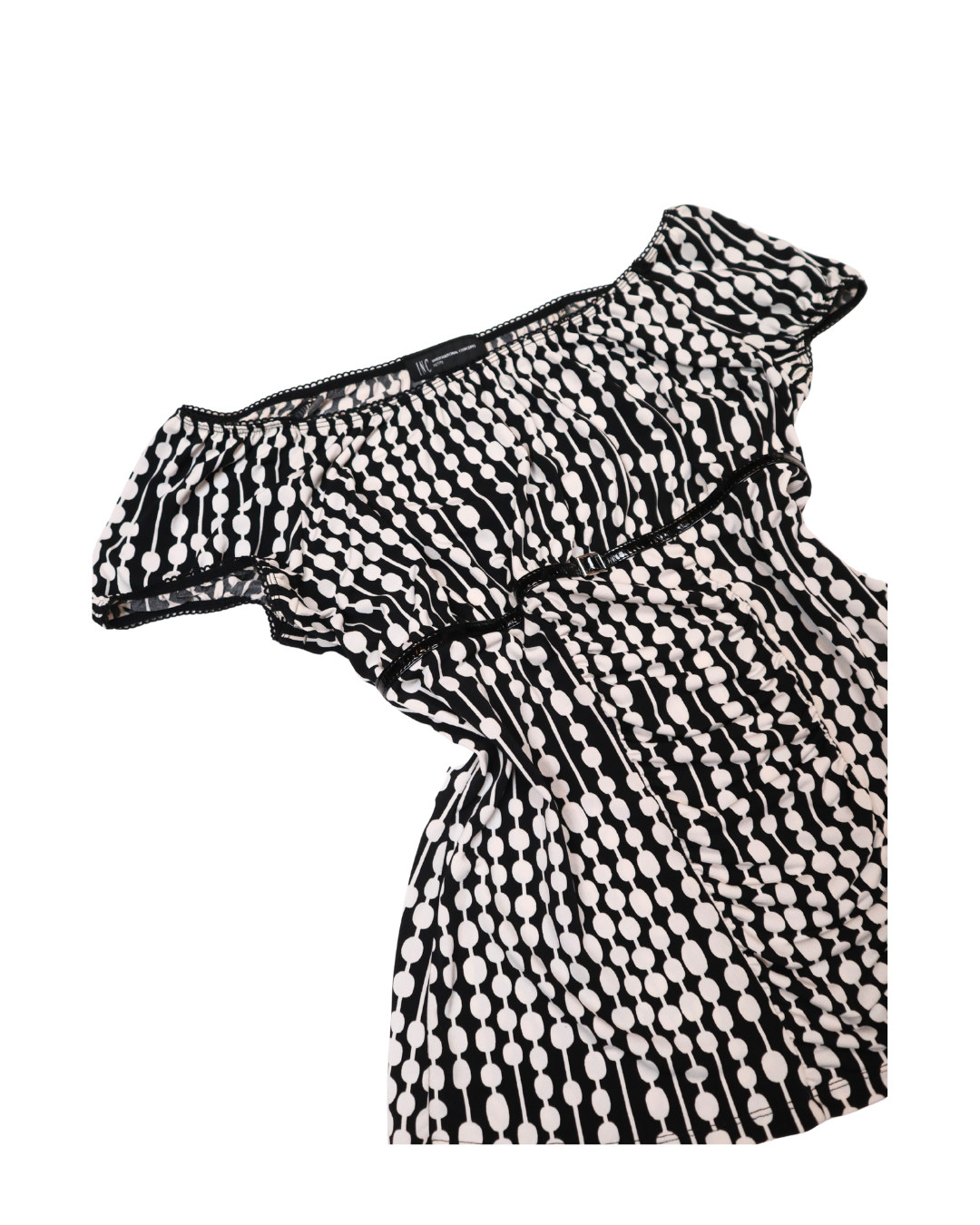 White And Black Polka Dot Short Sleeve Top