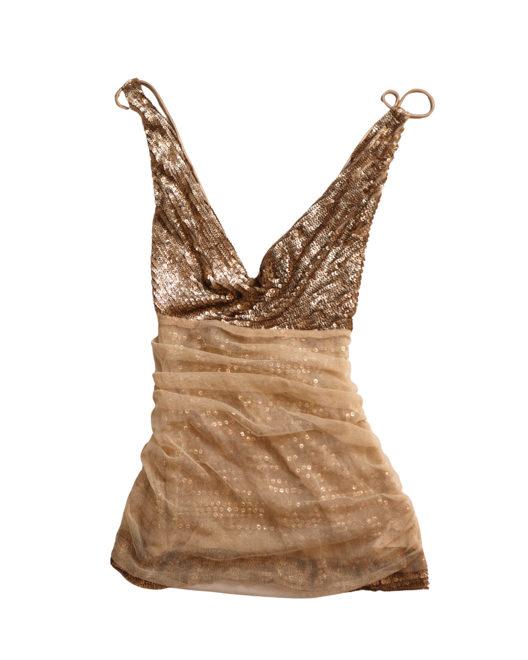 Designer Gold Sequin And Mesh Top 