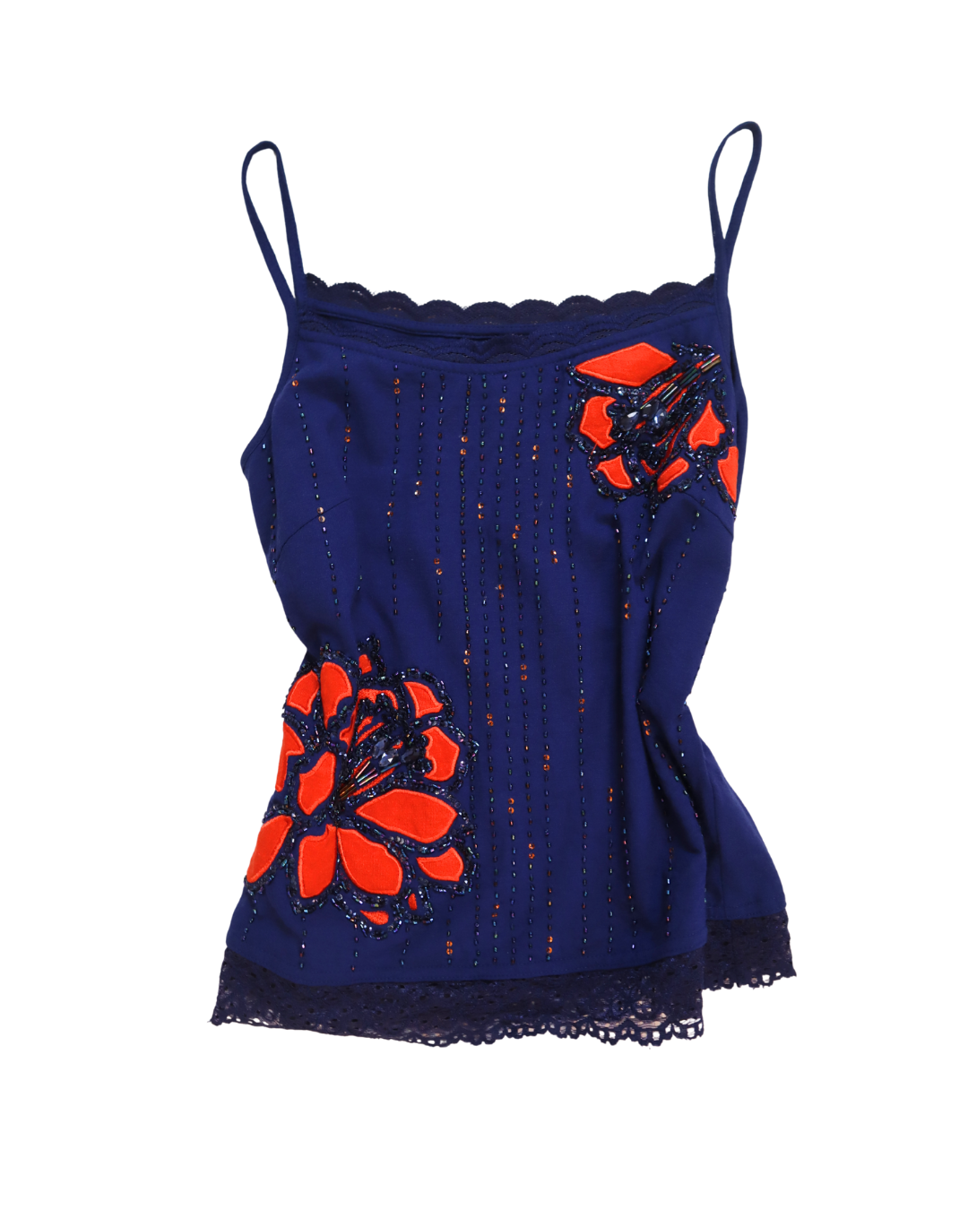 Y2K Blue and Orange Embellished Tank Top