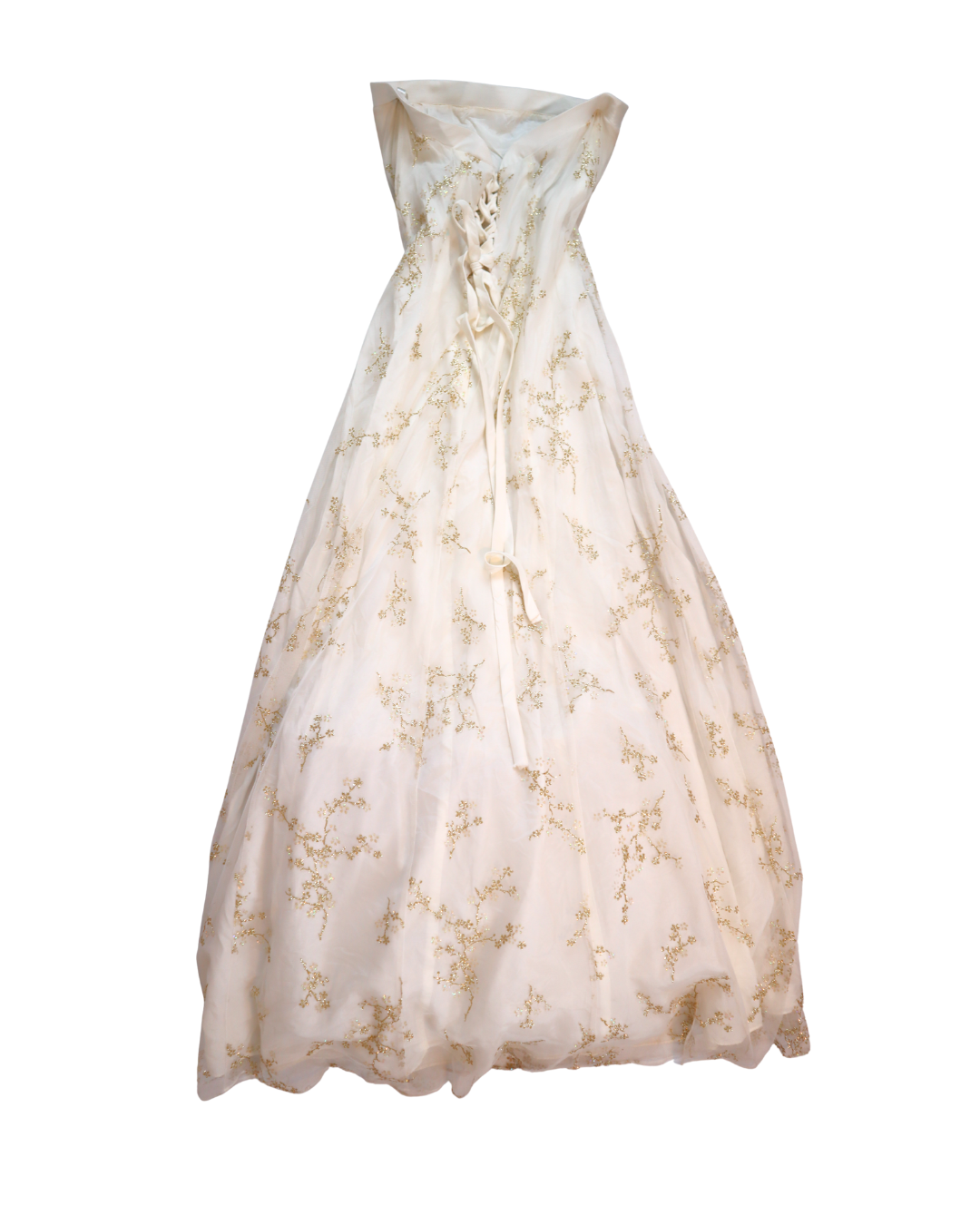 Y2K White Tulle Dress With Gold Glitter Details