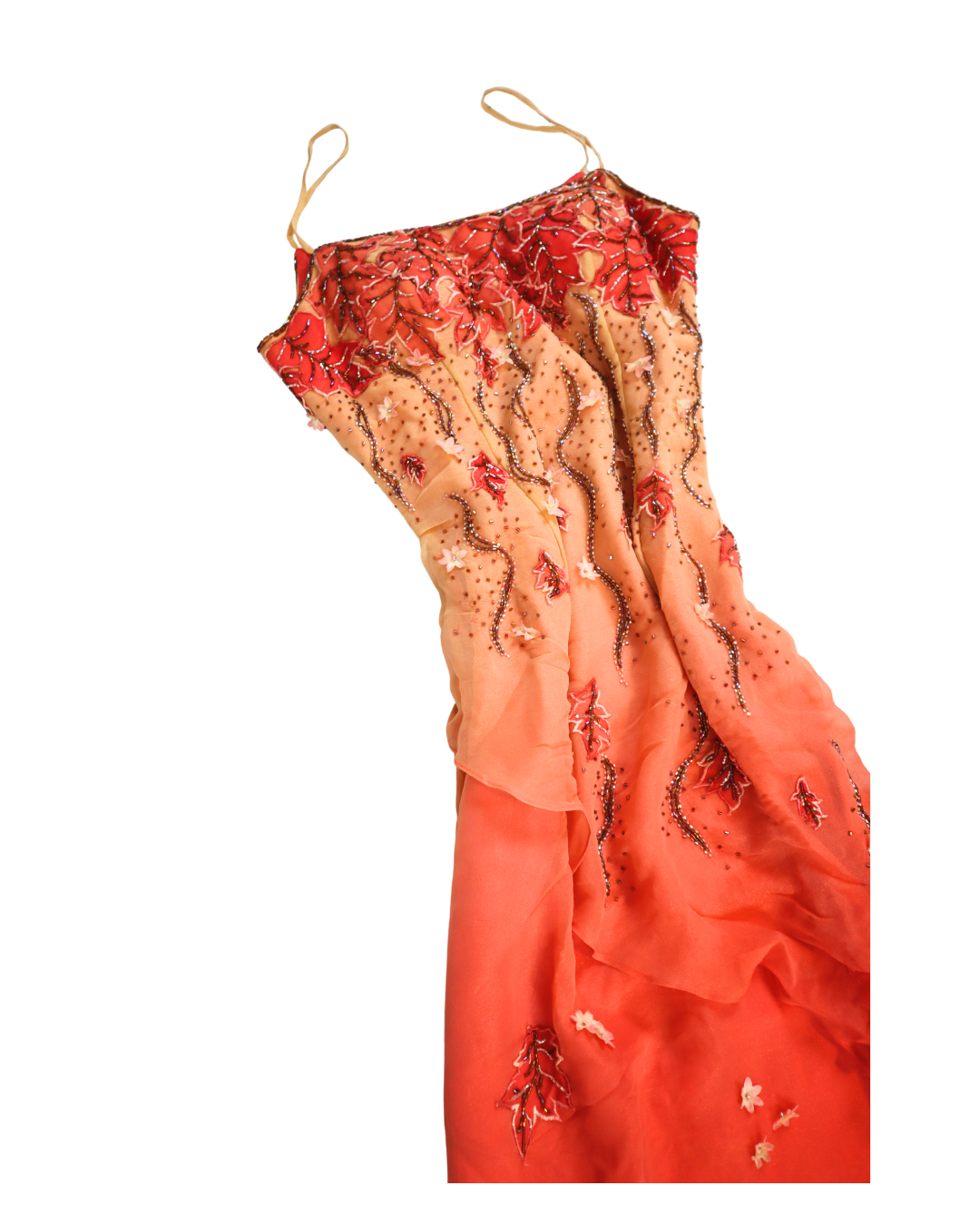 Y2K RARE Beaded Ombre Dress With Leaf Details