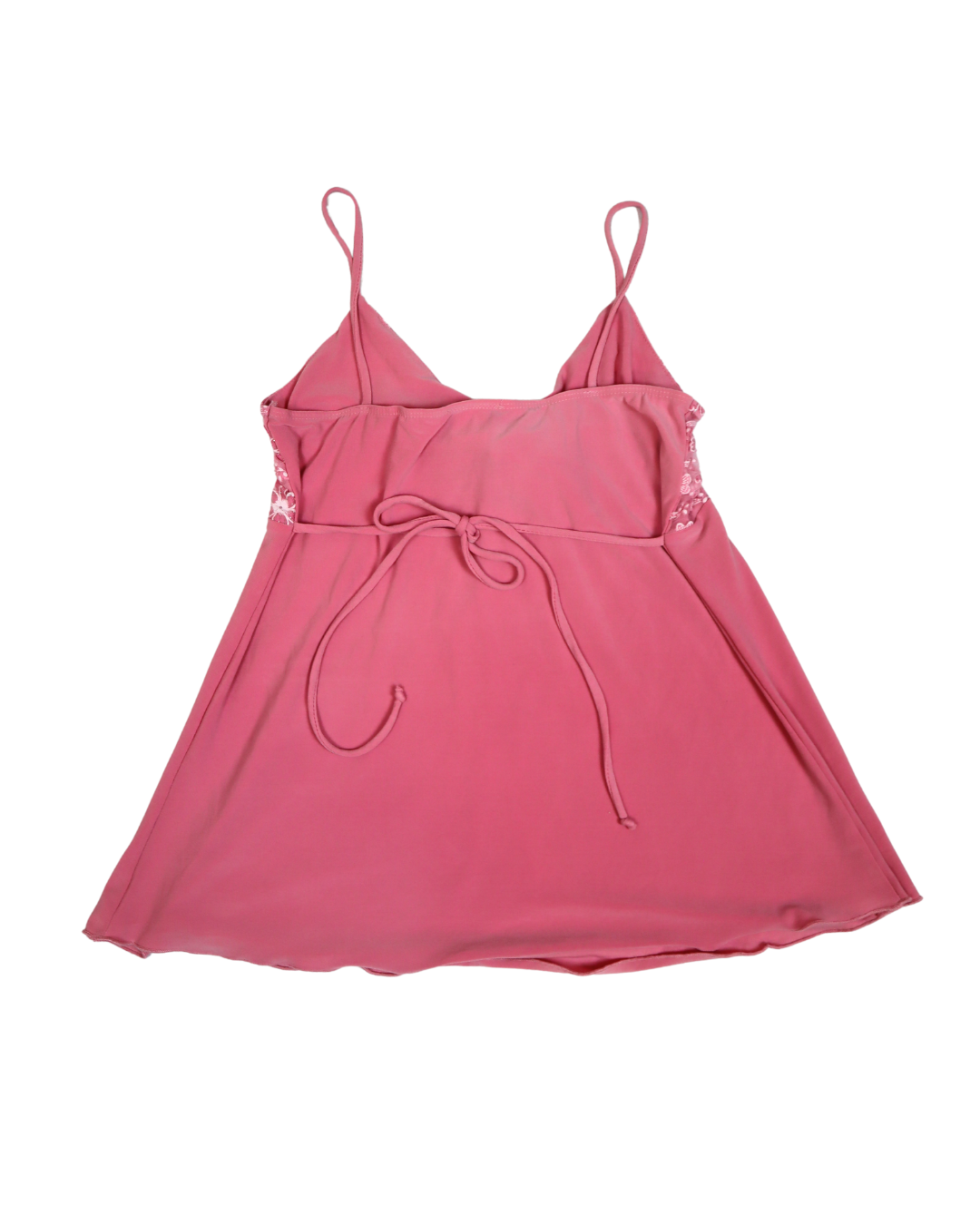 Floral Embellished Pink Tie Detail W/Tie Back Pink Tank Top