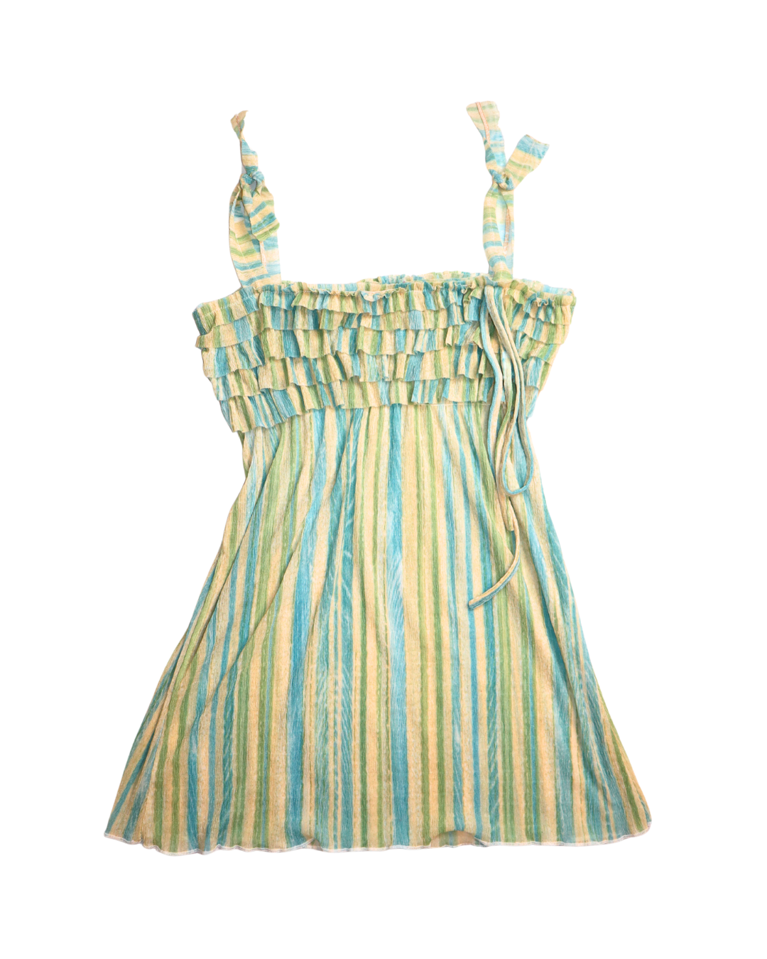 Blue And Green Ruffle Tank Top 