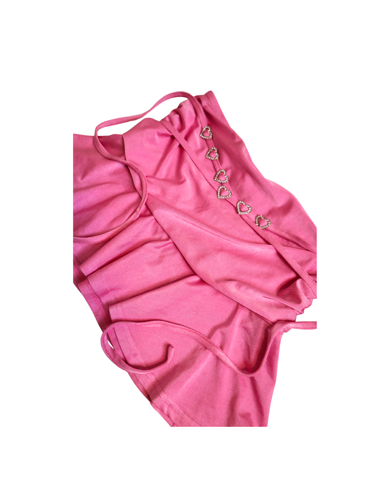Pink Crystal Heart Hardware Mini Skirt 