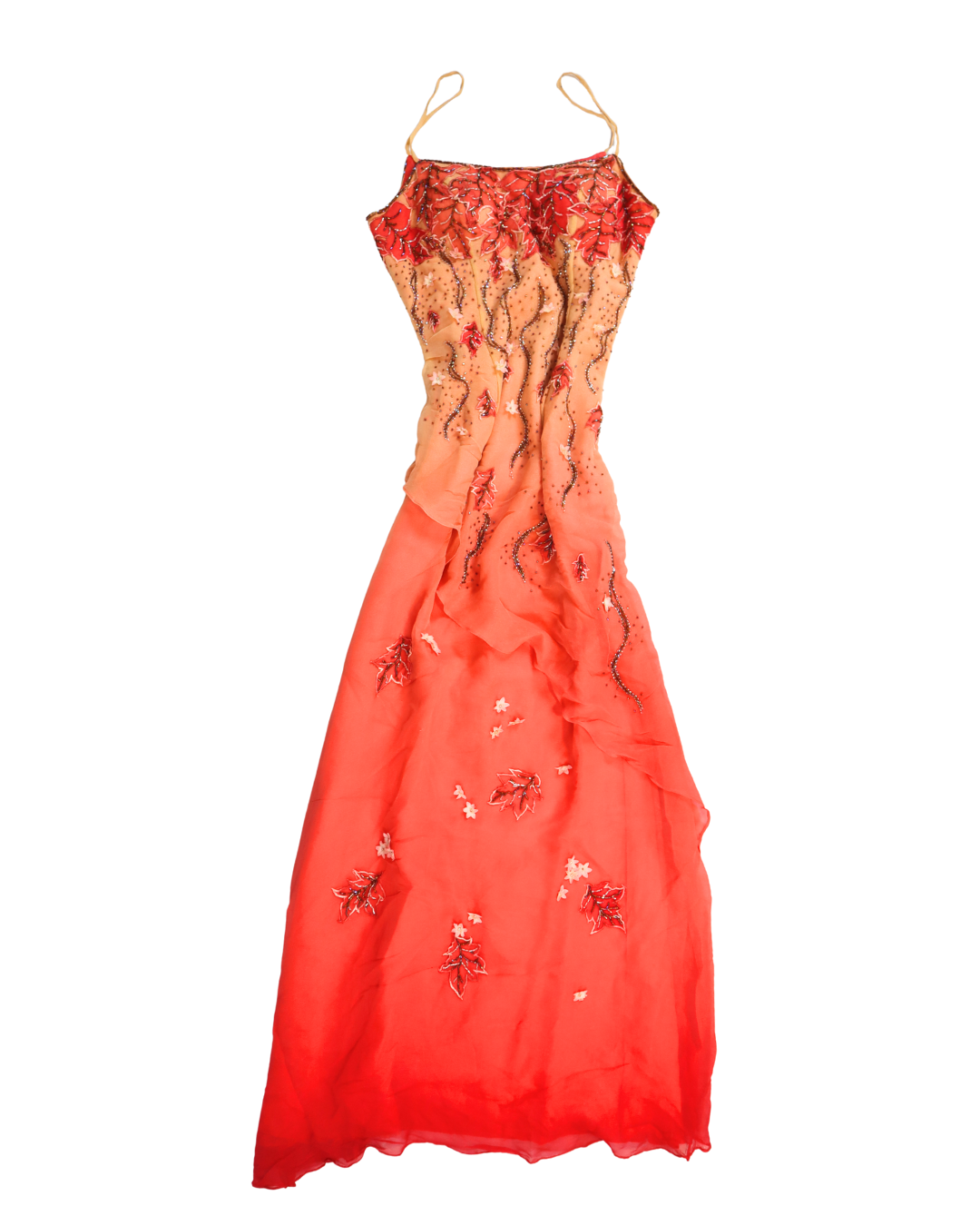 Y2K RARE Beaded Ombre Dress With Leaf Details