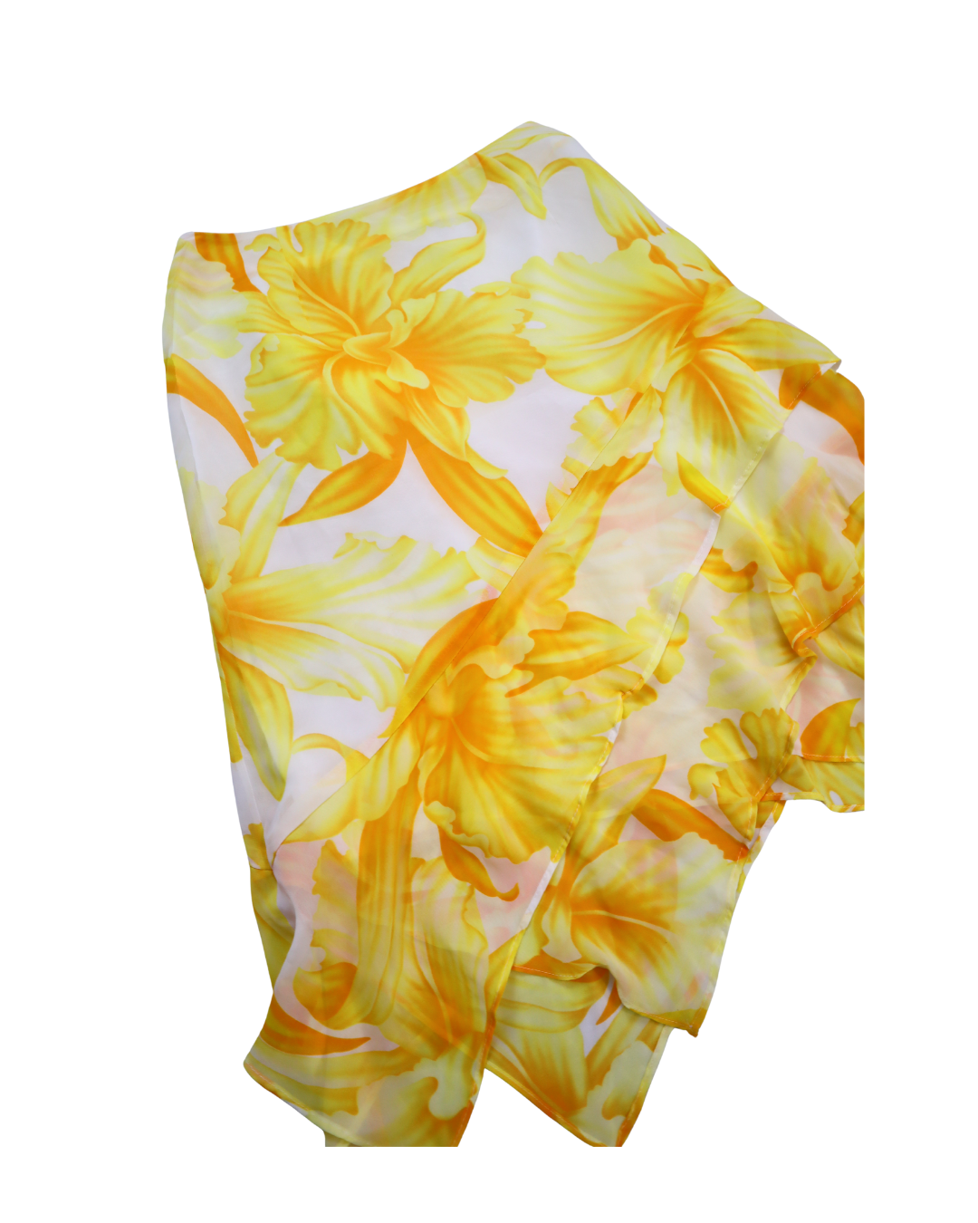 Y2K Yellow Floral Layered Midi Skirt