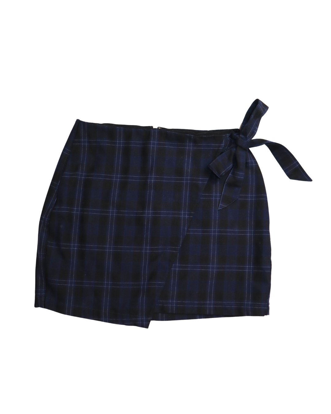 Blue And Black Plaid Bow Tie Mini Skirt 