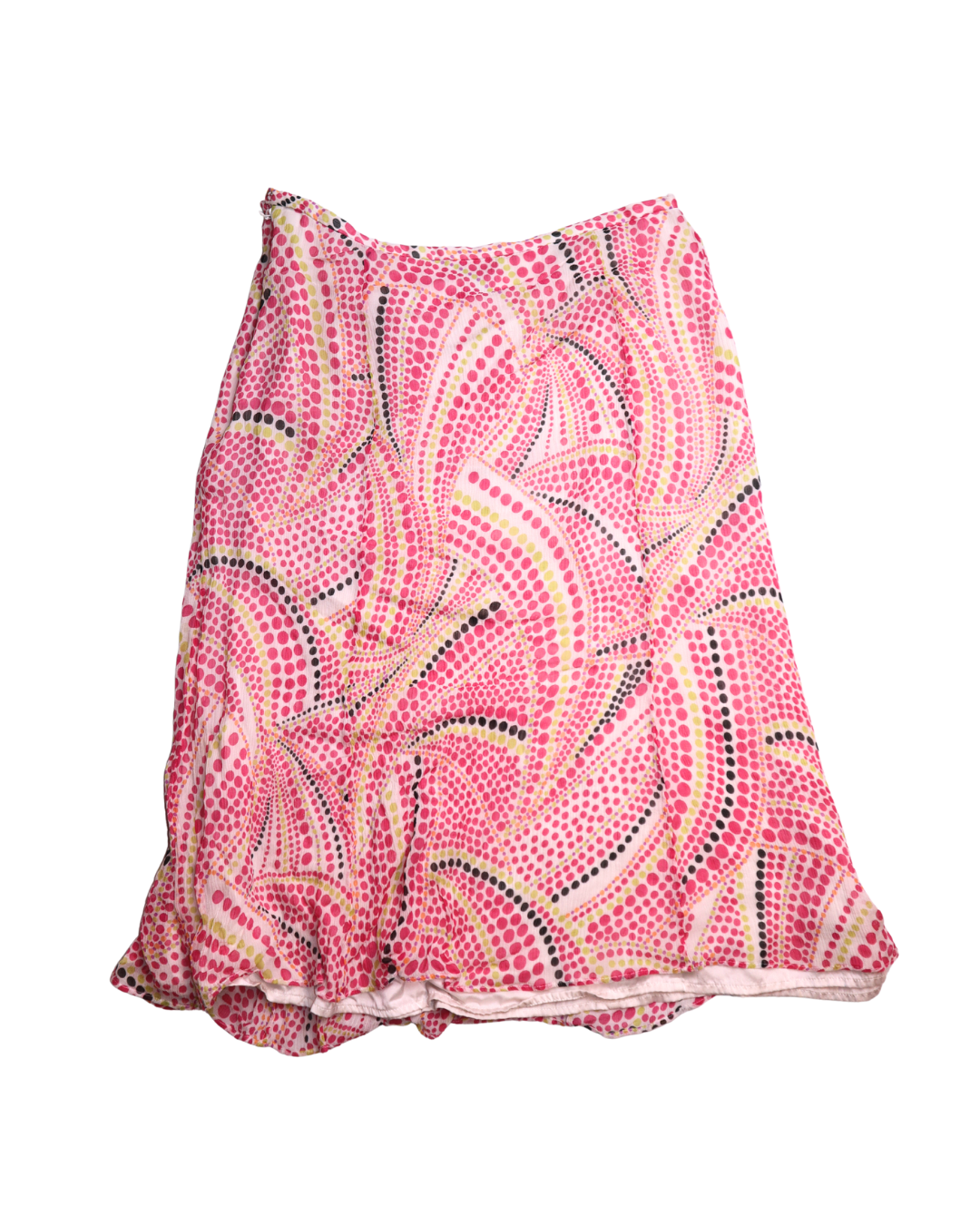 Pink Dot Patterned Midi Low Rise Skirt